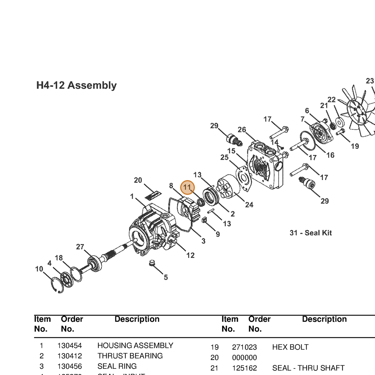 Grasshopper part 130572 — IPL diagram snippet (6x zoom, amber highlight)