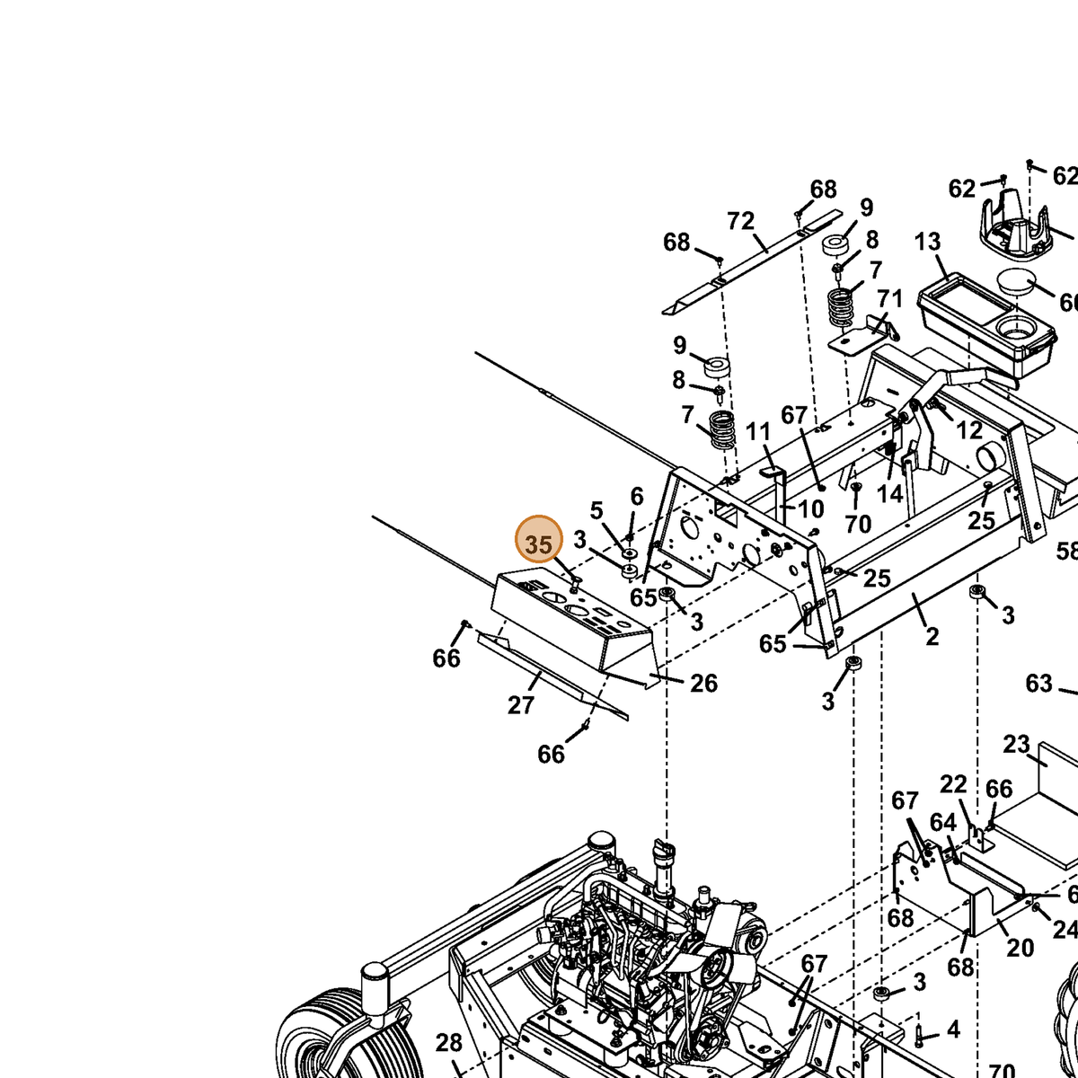 Grasshopper part 142223 — IPL diagram snippet (6x zoom, amber highlight)