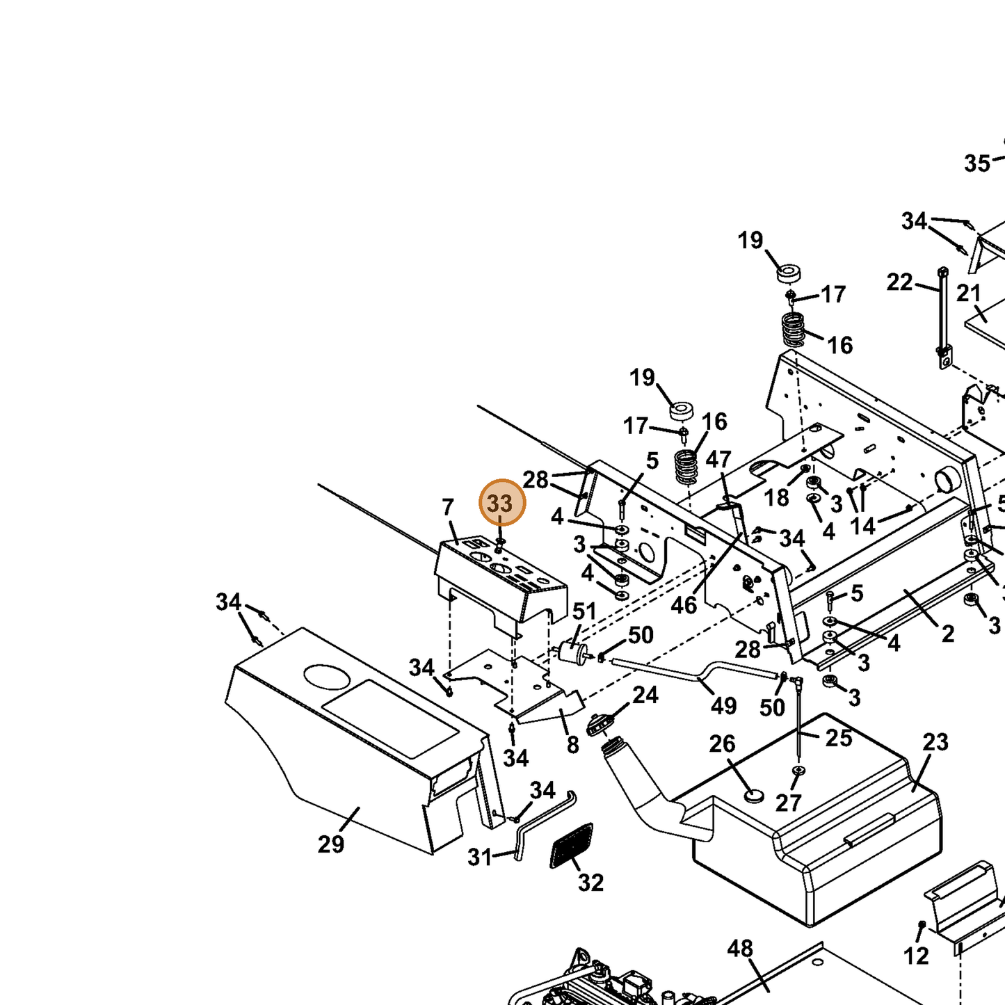 Grasshopper part 142224 — IPL diagram snippet (6x zoom, amber highlight)