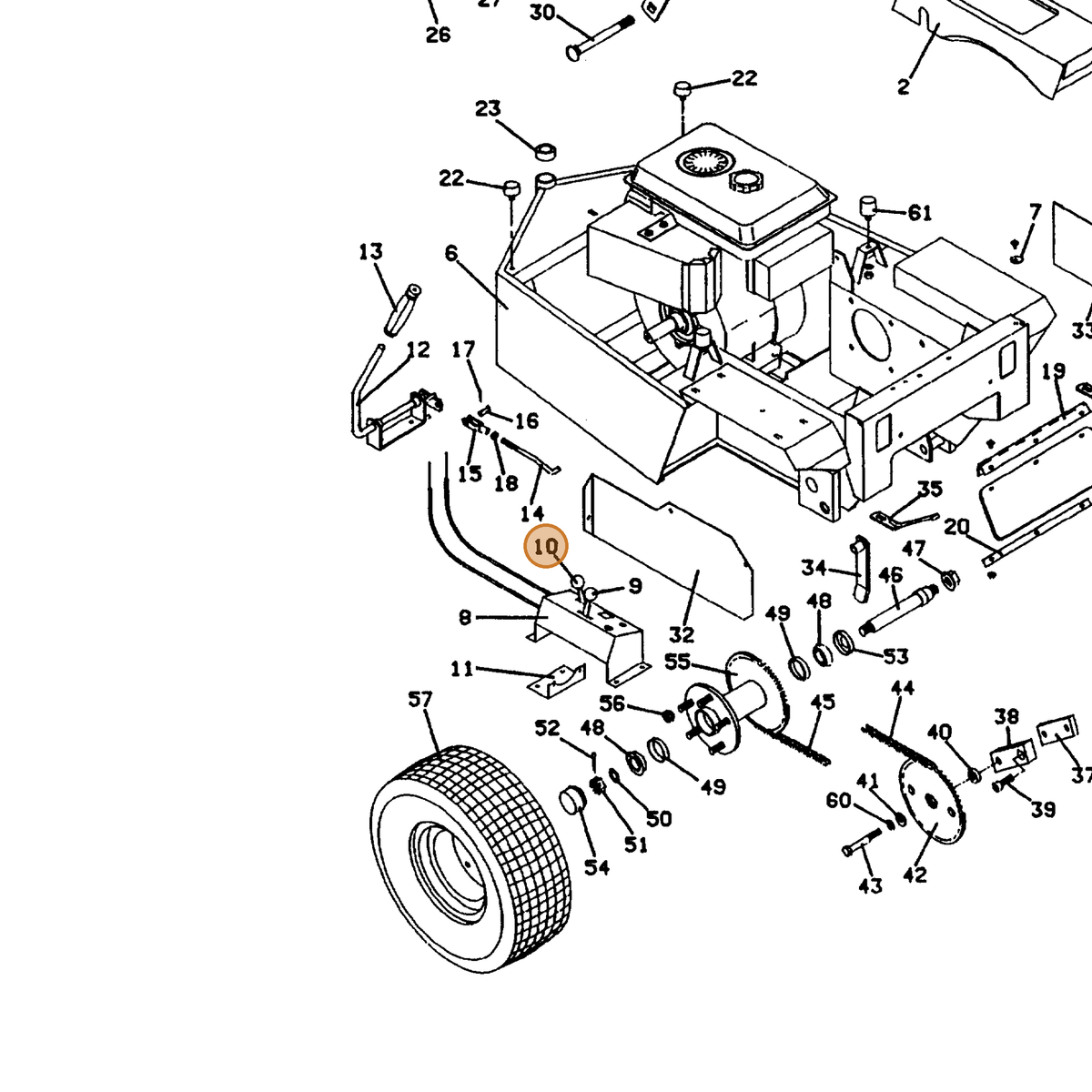 Grasshopper part 142226 — IPL diagram snippet (6x zoom, amber highlight)