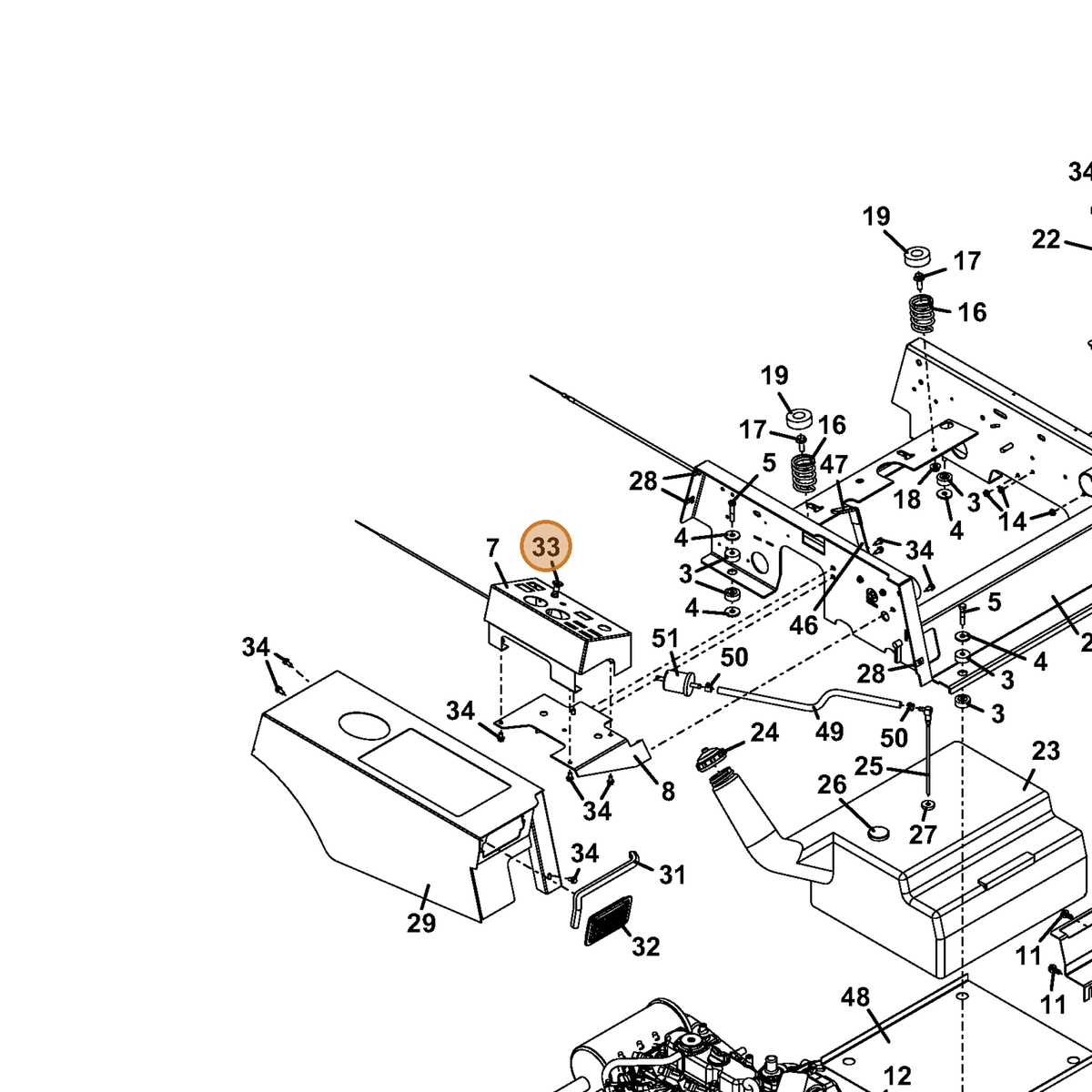 Grasshopper part 142232 — IPL diagram snippet (6x zoom, amber highlight)