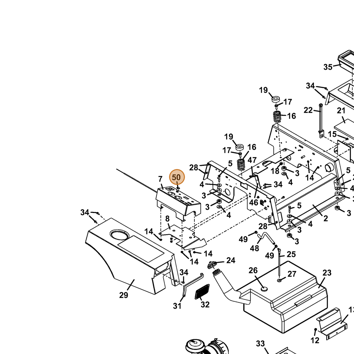 Grasshopper part 142234 — IPL diagram snippet (6x zoom, amber highlight)