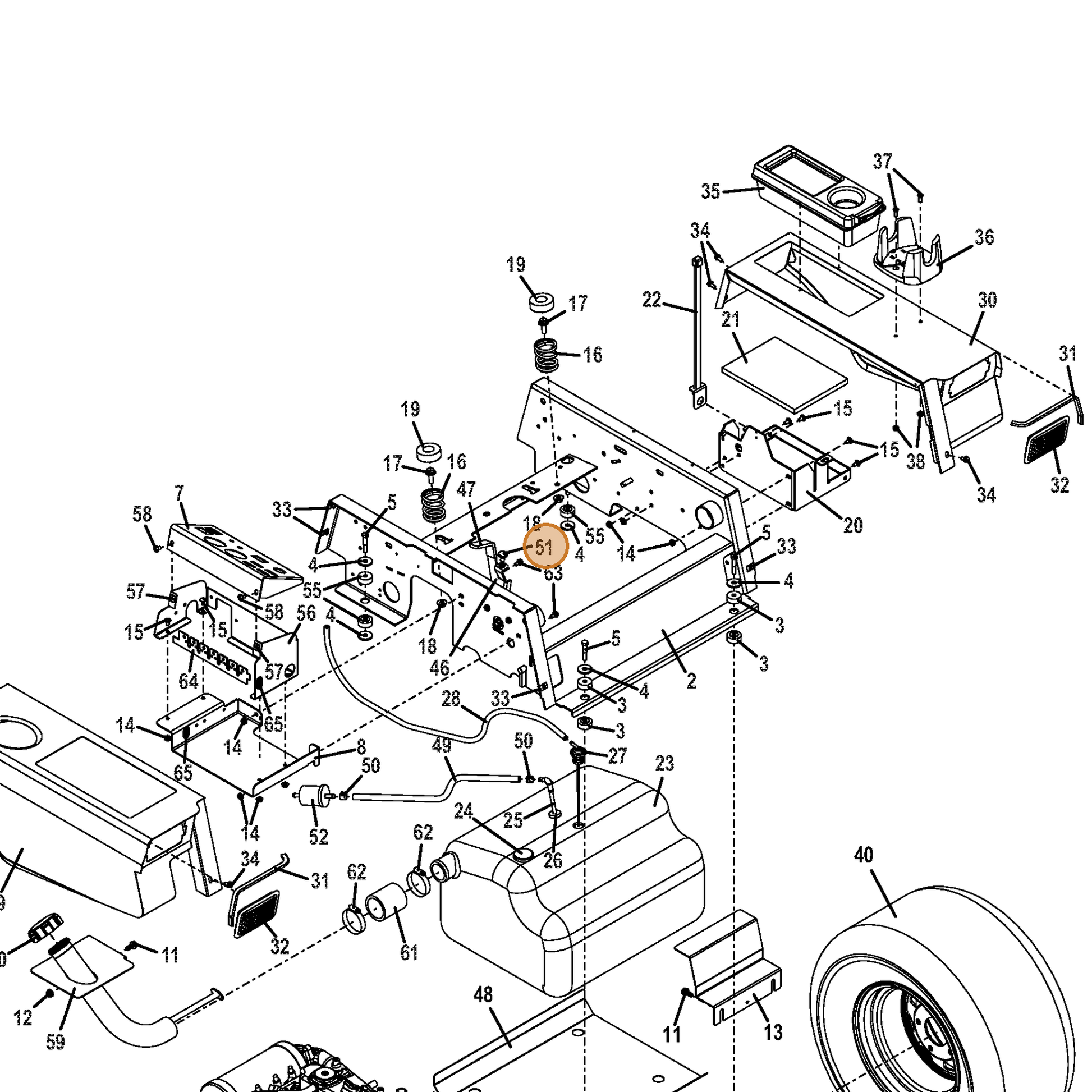 Grasshopper part 142235 — IPL diagram snippet (6x zoom, amber highlight)