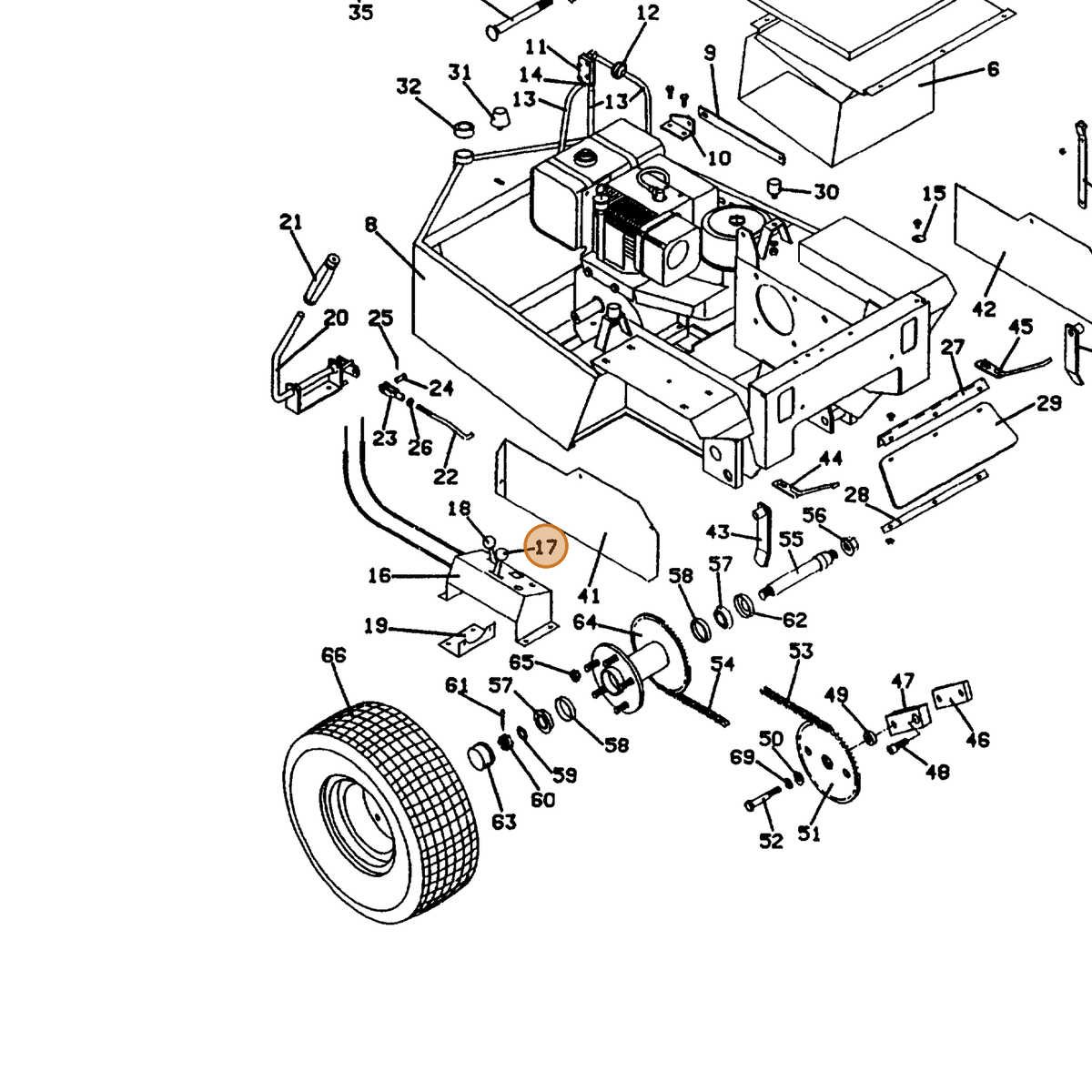 Grasshopper part 142307 — IPL diagram snippet (6x zoom, amber highlight)