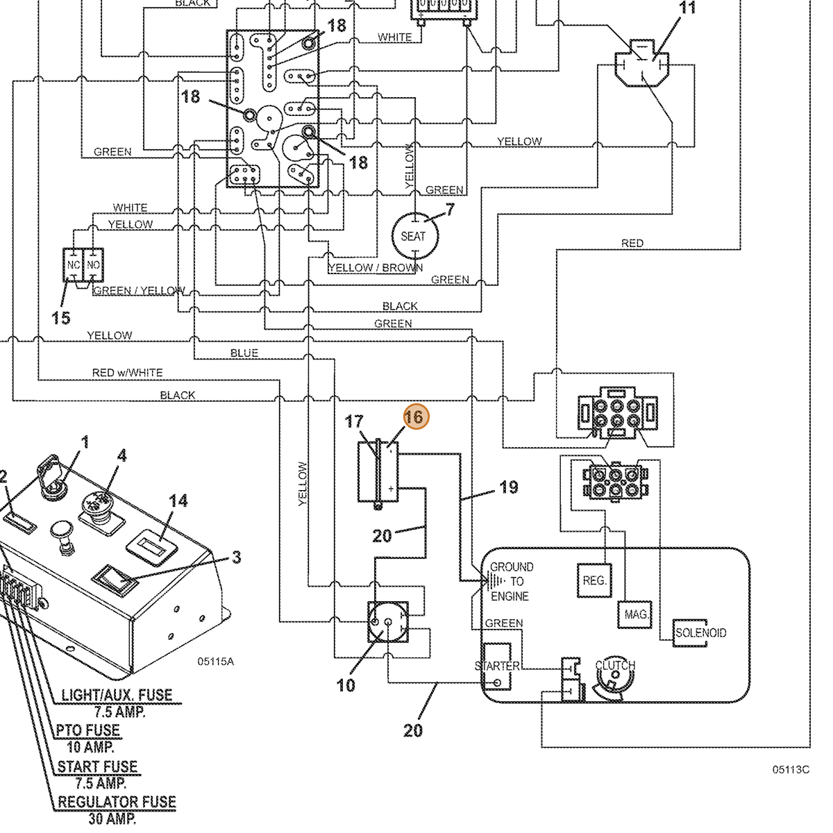 Grasshopper part 161252 — IPL diagram snippet (6x zoom, amber highlight)