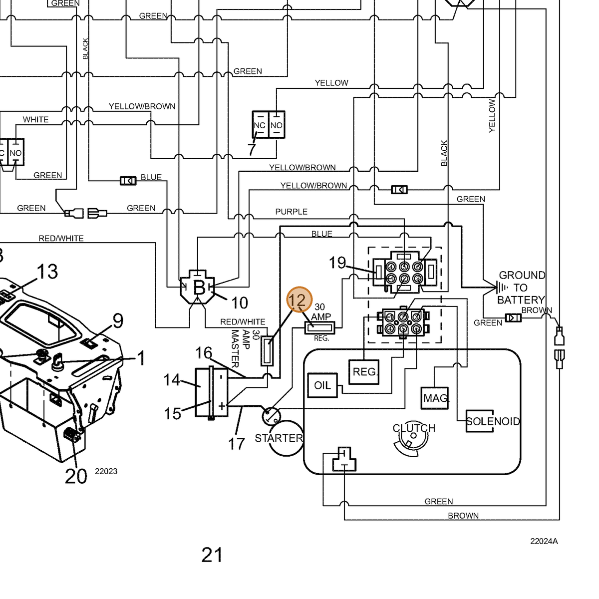 Grasshopper part 161633 — IPL diagram snippet (6x zoom, amber highlight)