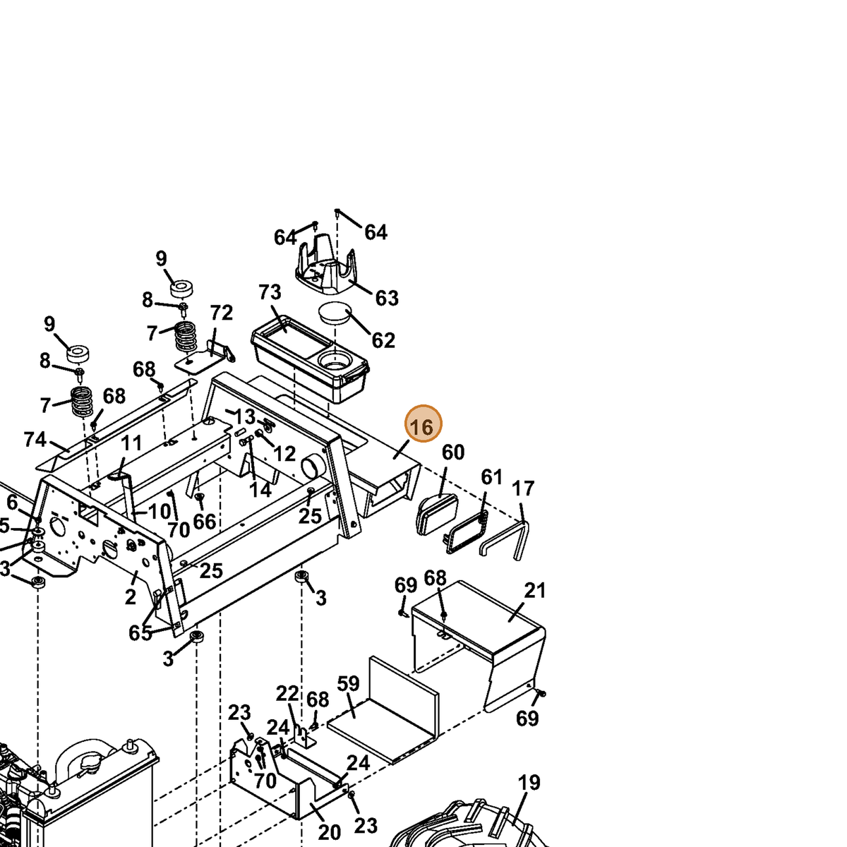 Grasshopper part 163201 — IPL diagram snippet (6x zoom, amber highlight)
