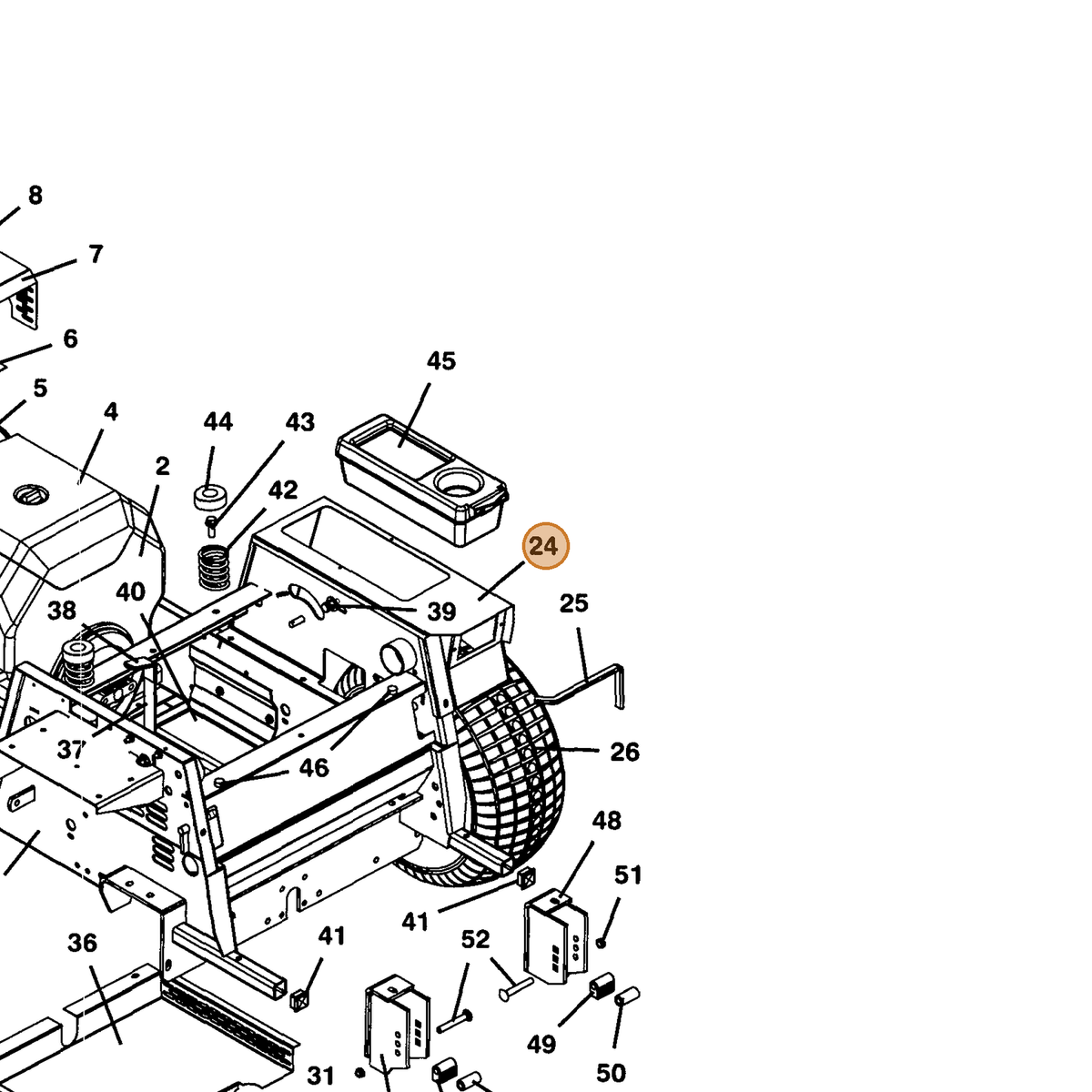 Grasshopper part 163229 — IPL diagram snippet (6x zoom, amber highlight)