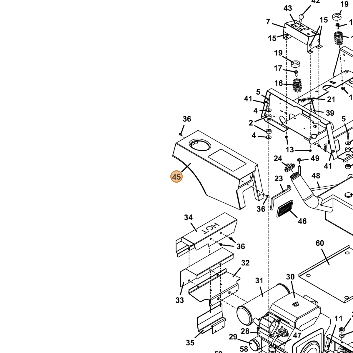 Grasshopper part 163400 — IPL diagram snippet (6x zoom, amber highlight)