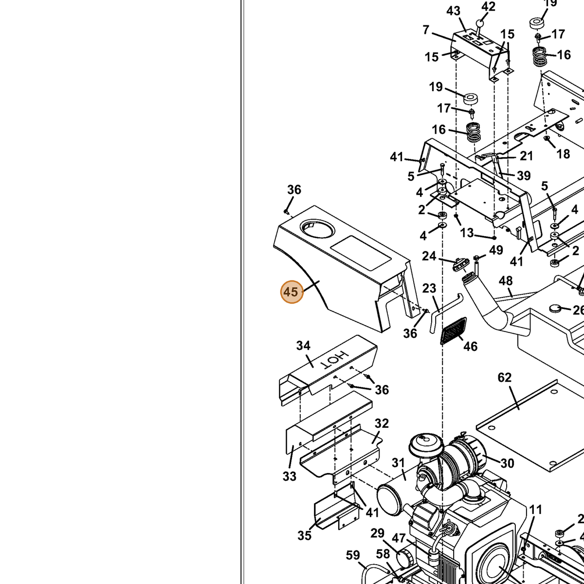 Grasshopper part 163404 — IPL diagram snippet (6x zoom, amber highlight)