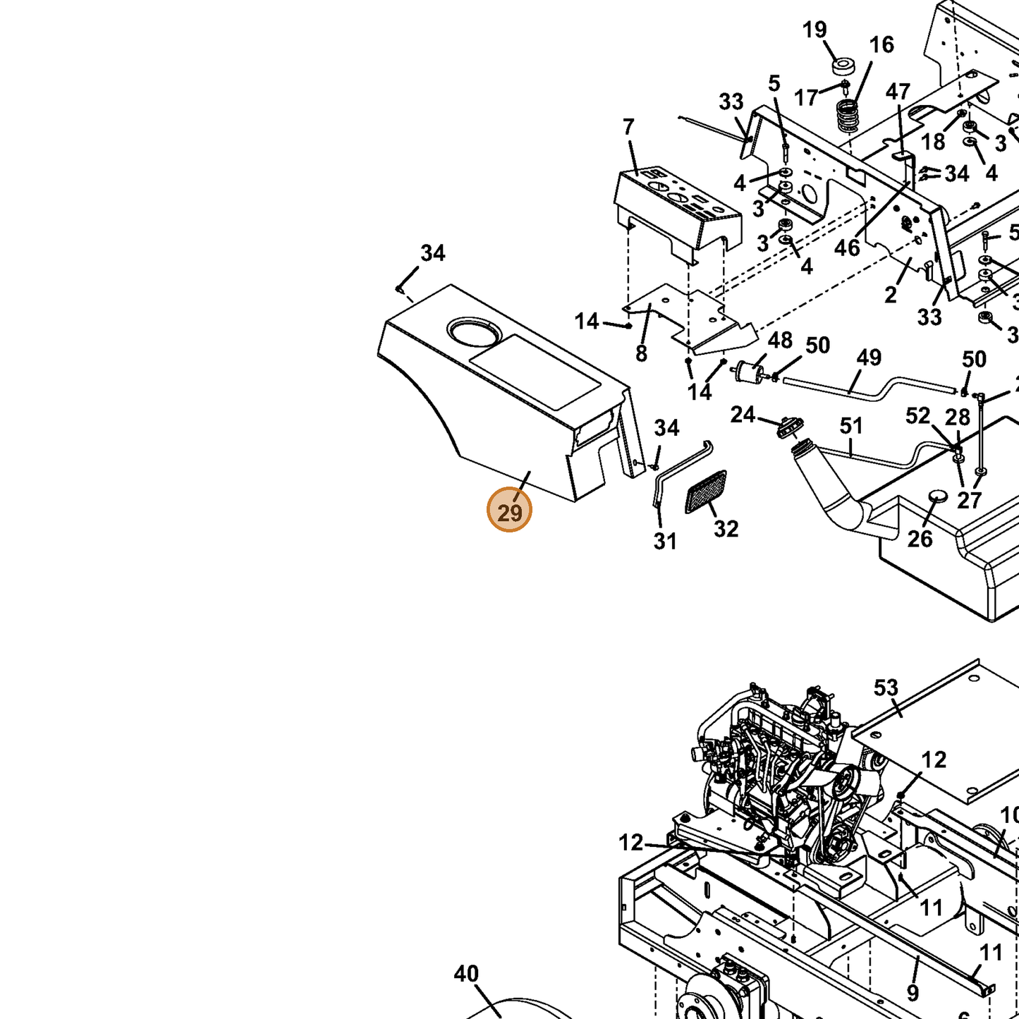 Grasshopper part 163422 — IPL diagram snippet (6x zoom, amber highlight)