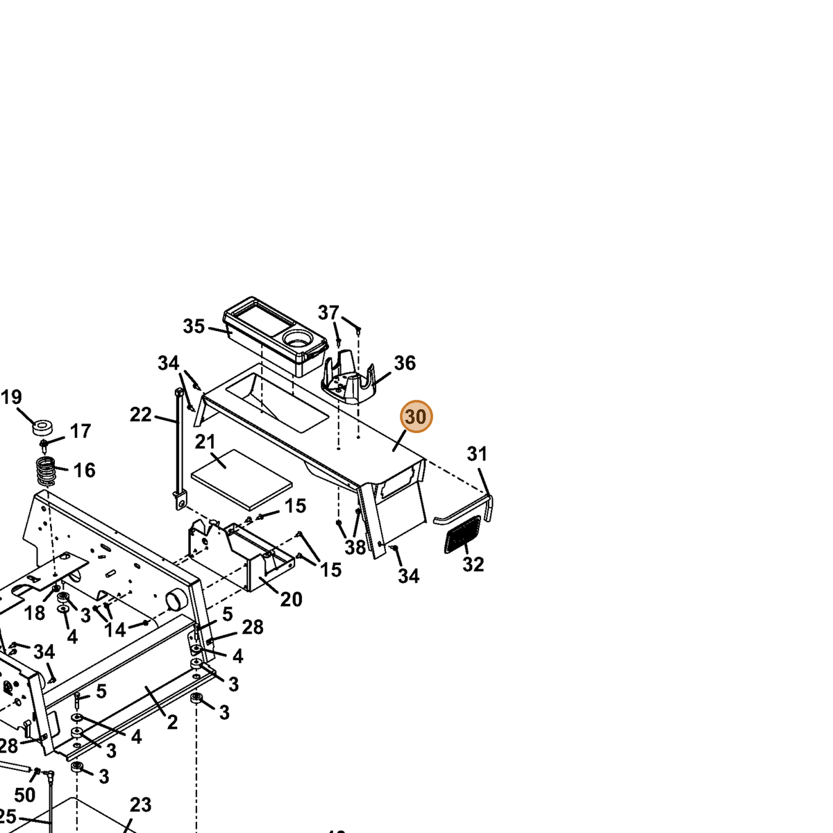 Grasshopper part 163437 — IPL diagram snippet (6x zoom, amber highlight)