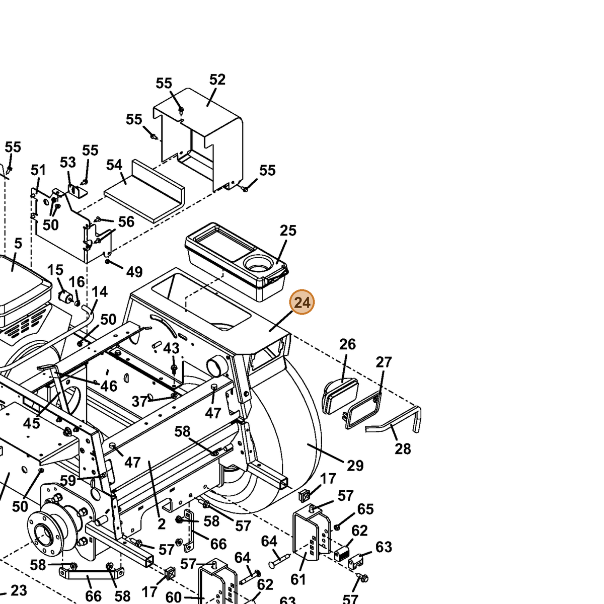 Grasshopper part 163441 — IPL diagram snippet (6x zoom, amber highlight)