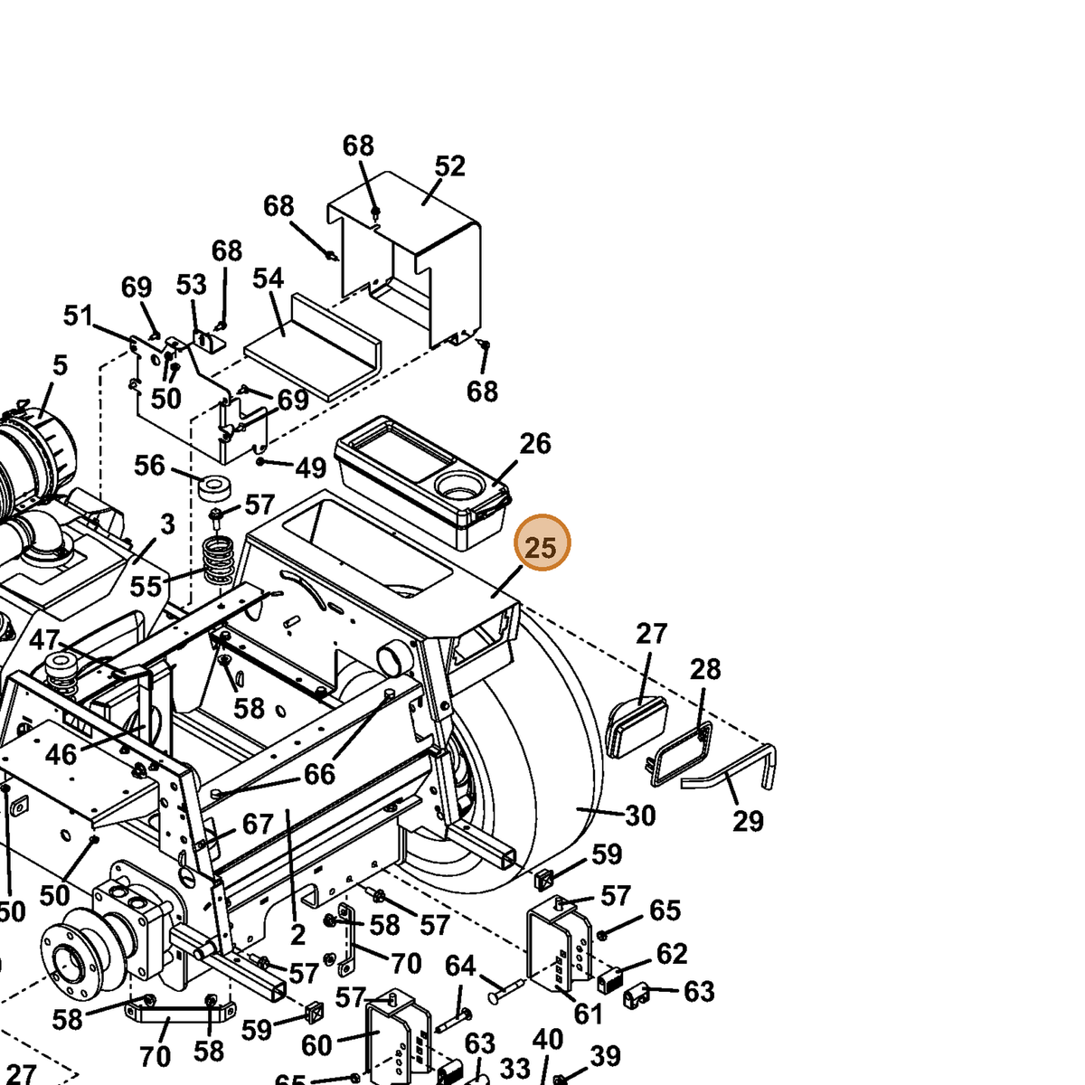 Grasshopper part 163445 — IPL diagram snippet (6x zoom, amber highlight)