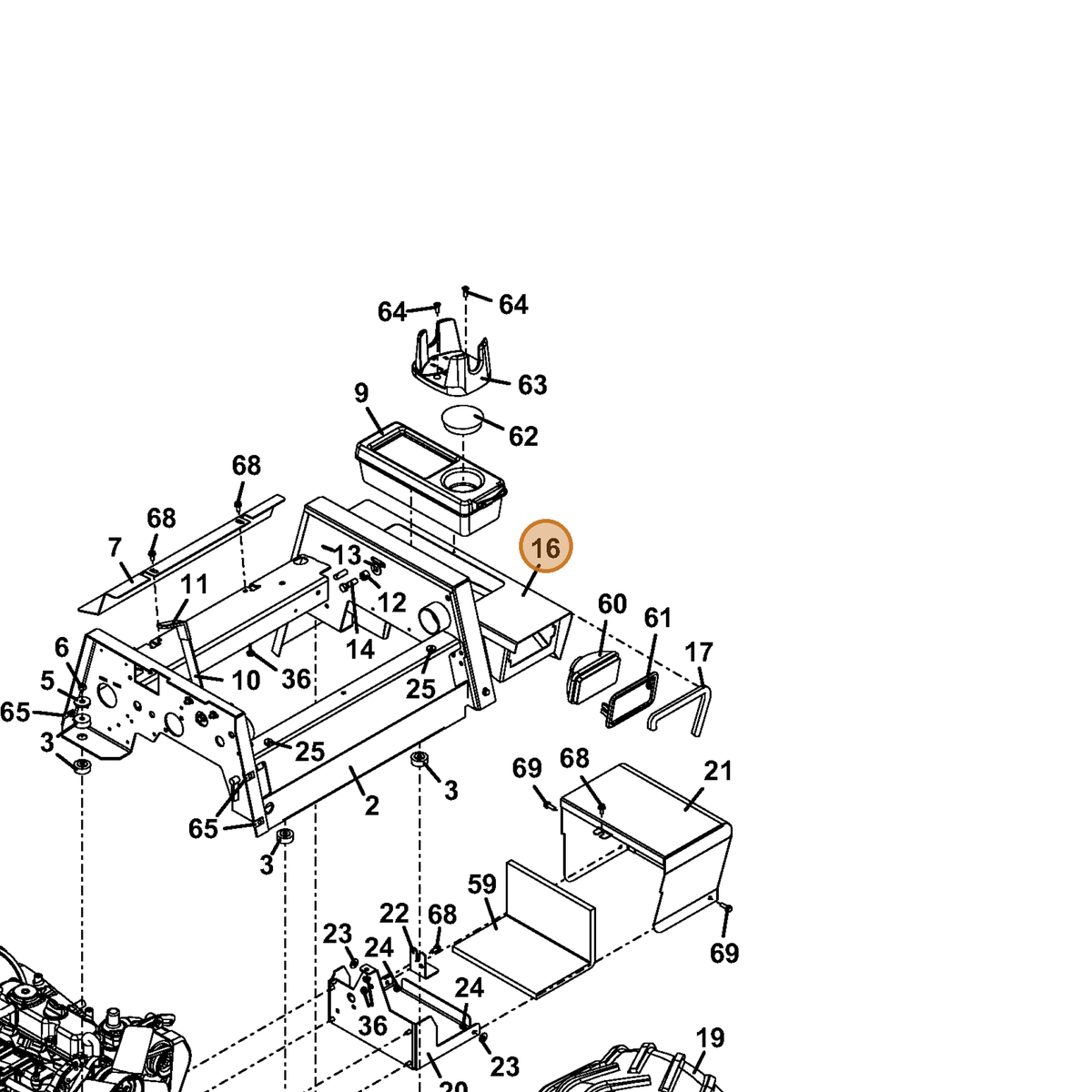 Grasshopper part 163481 — IPL diagram snippet (6x zoom, amber highlight)