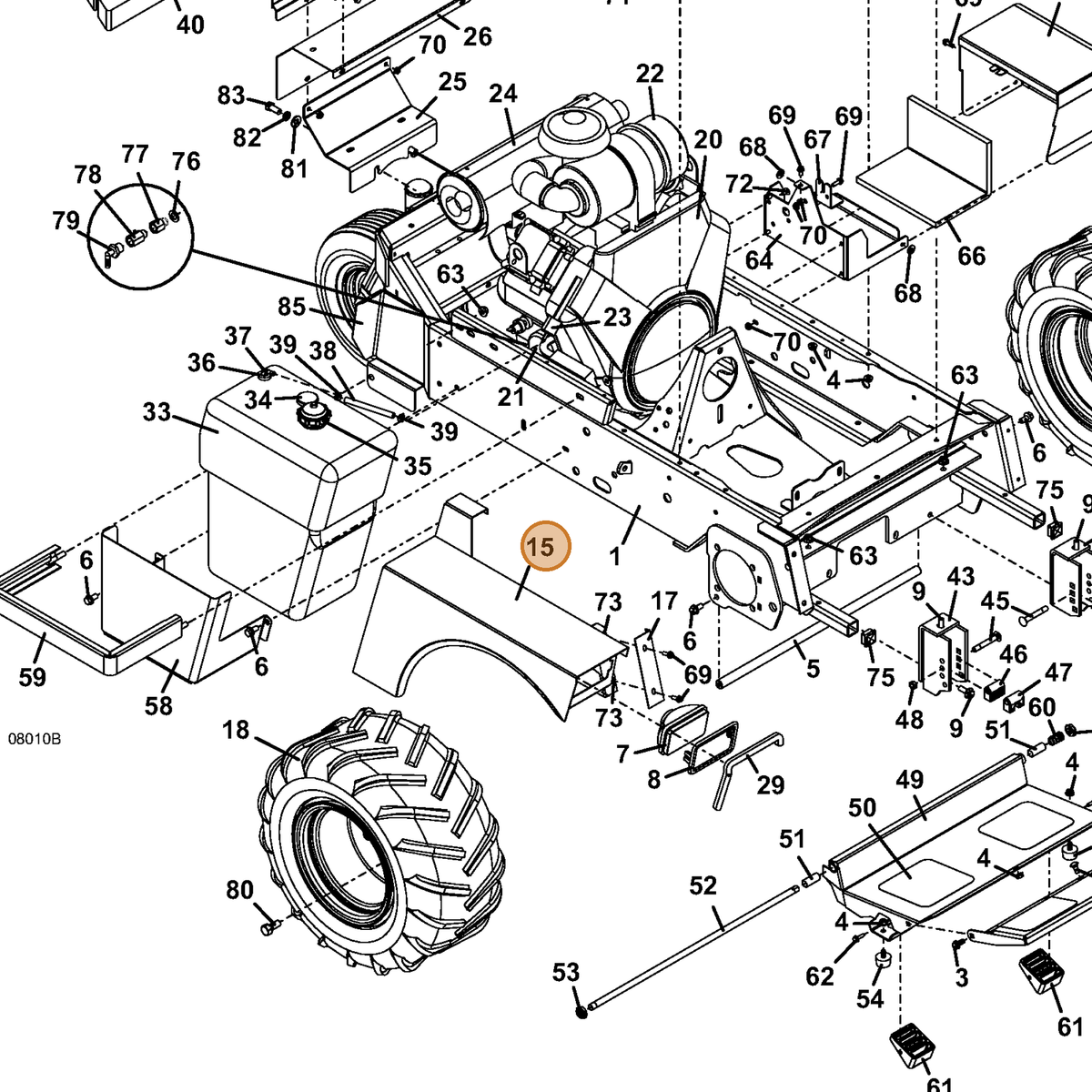 Grasshopper part 163484 — IPL diagram snippet (6x zoom, amber highlight)