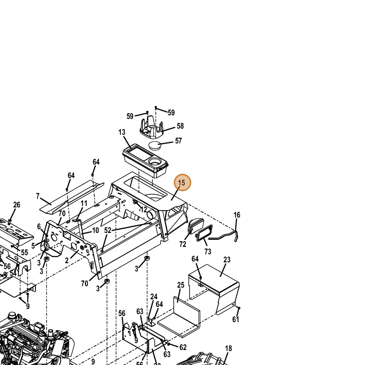Grasshopper part 163773 — IPL diagram snippet (6x zoom, amber highlight)