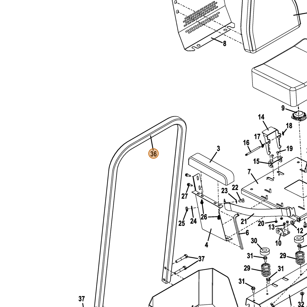 Grasshopper part 165092 — IPL diagram snippet (6x zoom, amber highlight)