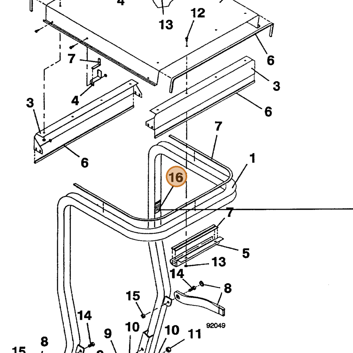 Grasshopper part 165635 — IPL diagram snippet (6x zoom, amber highlight)