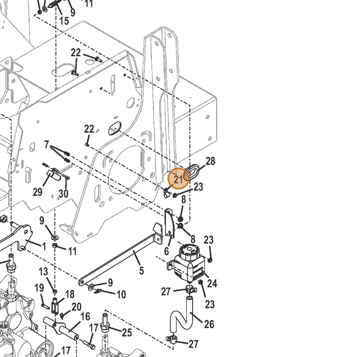 Grasshopper part 180605 — IPL diagram snippet (6x zoom, amber highlight)