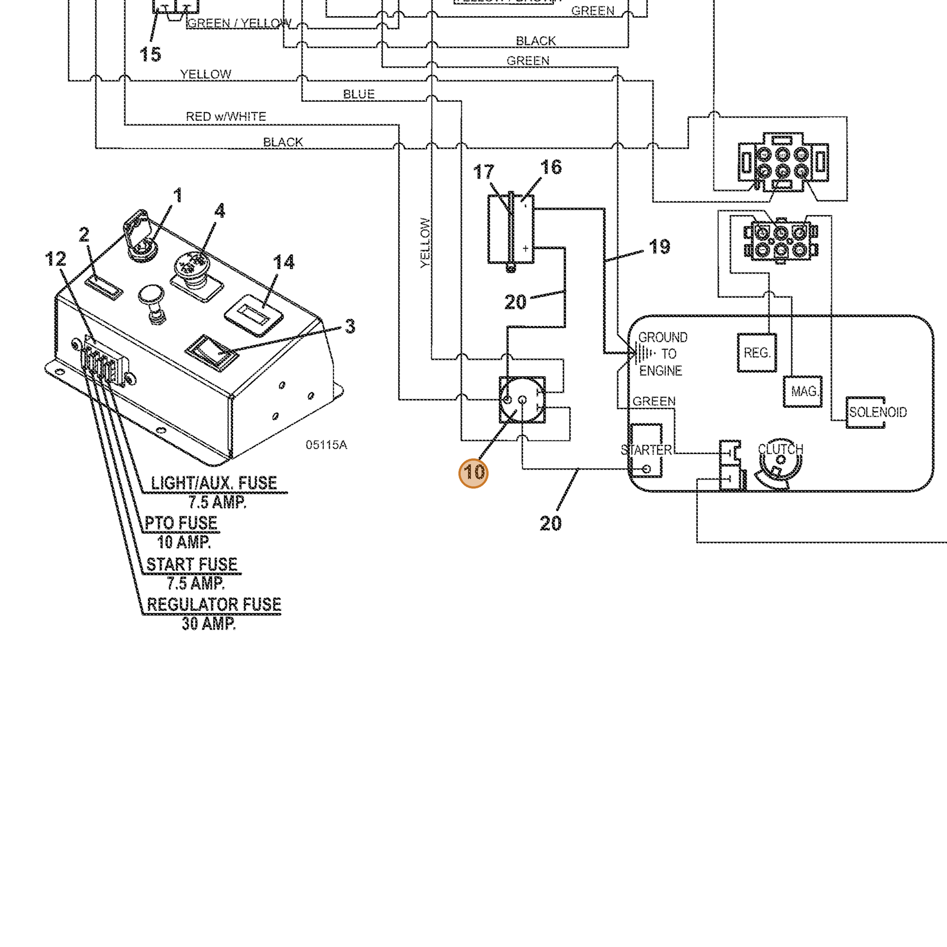 Grasshopper part 184251 — IPL diagram snippet (6x zoom, amber highlight)