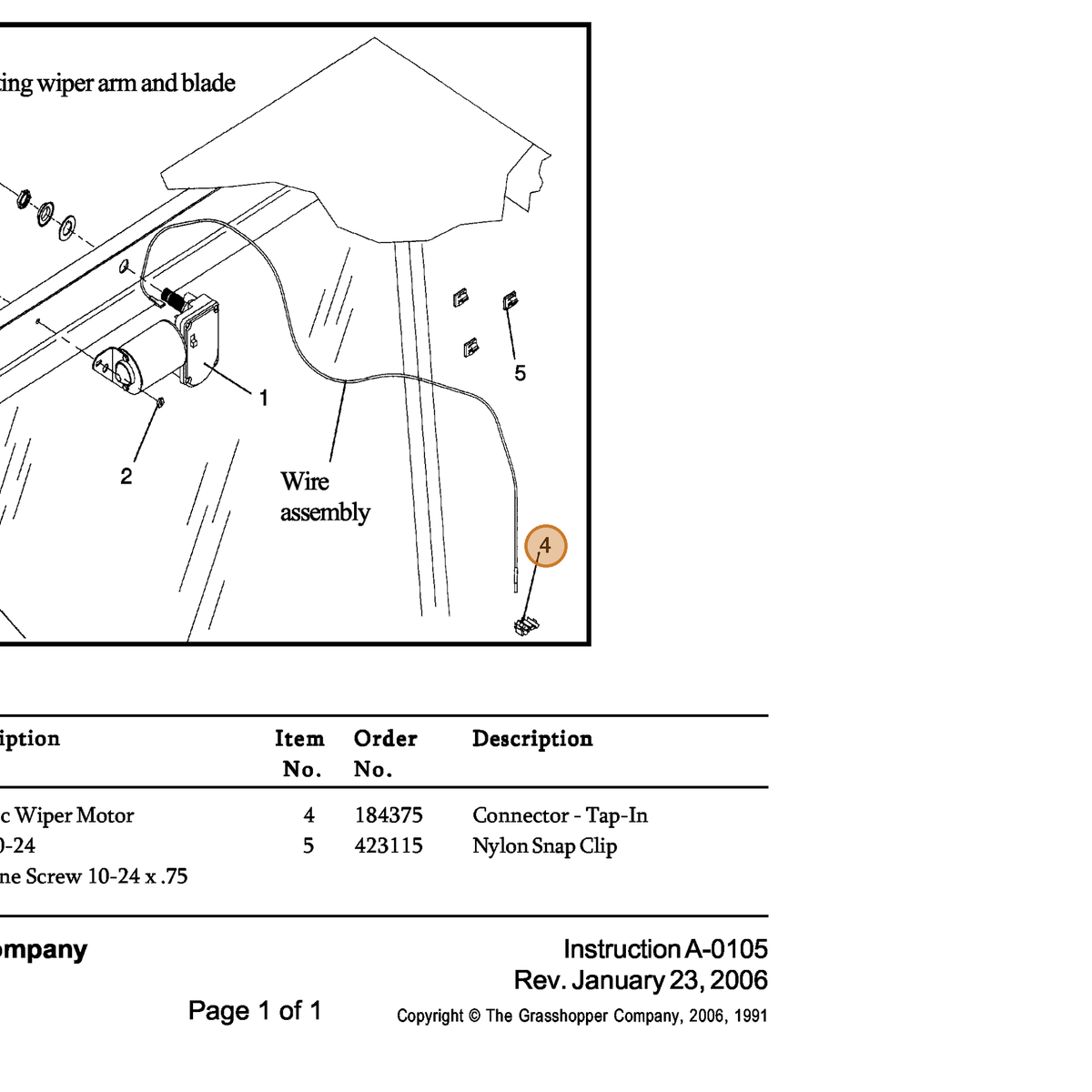 Grasshopper part 184375 — IPL diagram snippet (6x zoom, amber highlight)
