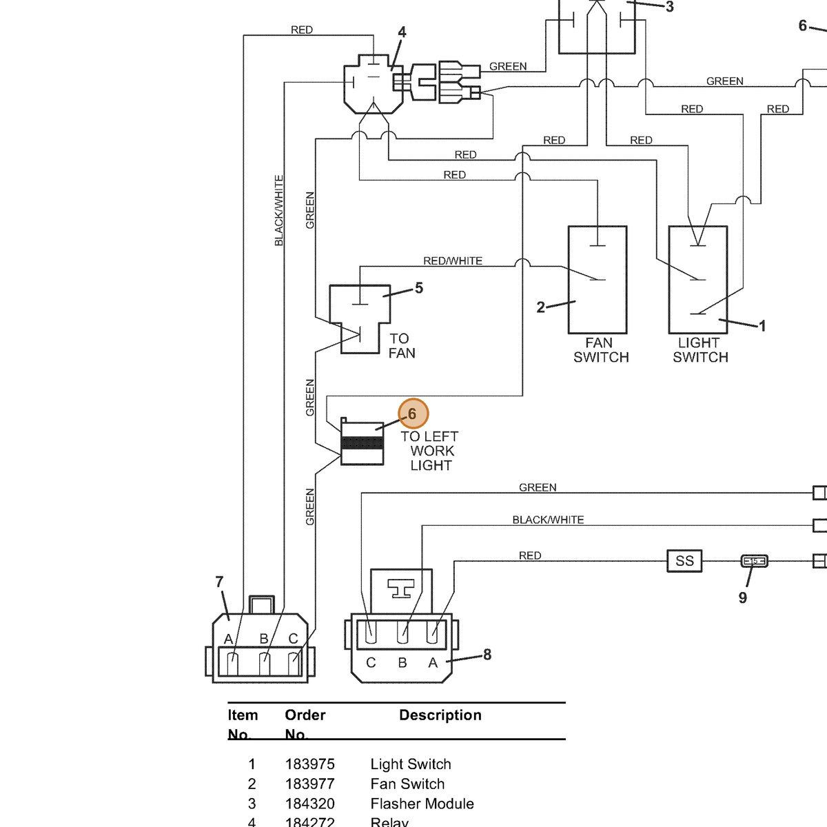 Grasshopper part 184921 — IPL diagram snippet (6x zoom, amber highlight)