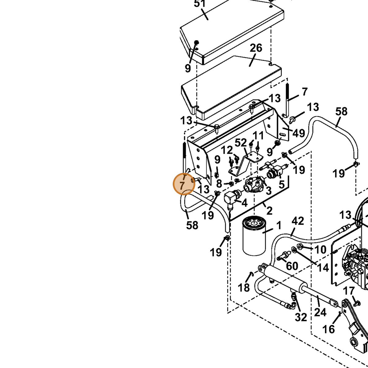 Grasshopper part 192109 — IPL diagram snippet (6x zoom, amber highlight)