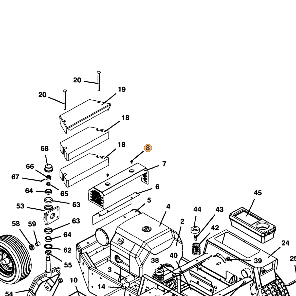 Grasshopper part 243002 — IPL diagram snippet (6x zoom, amber highlight)