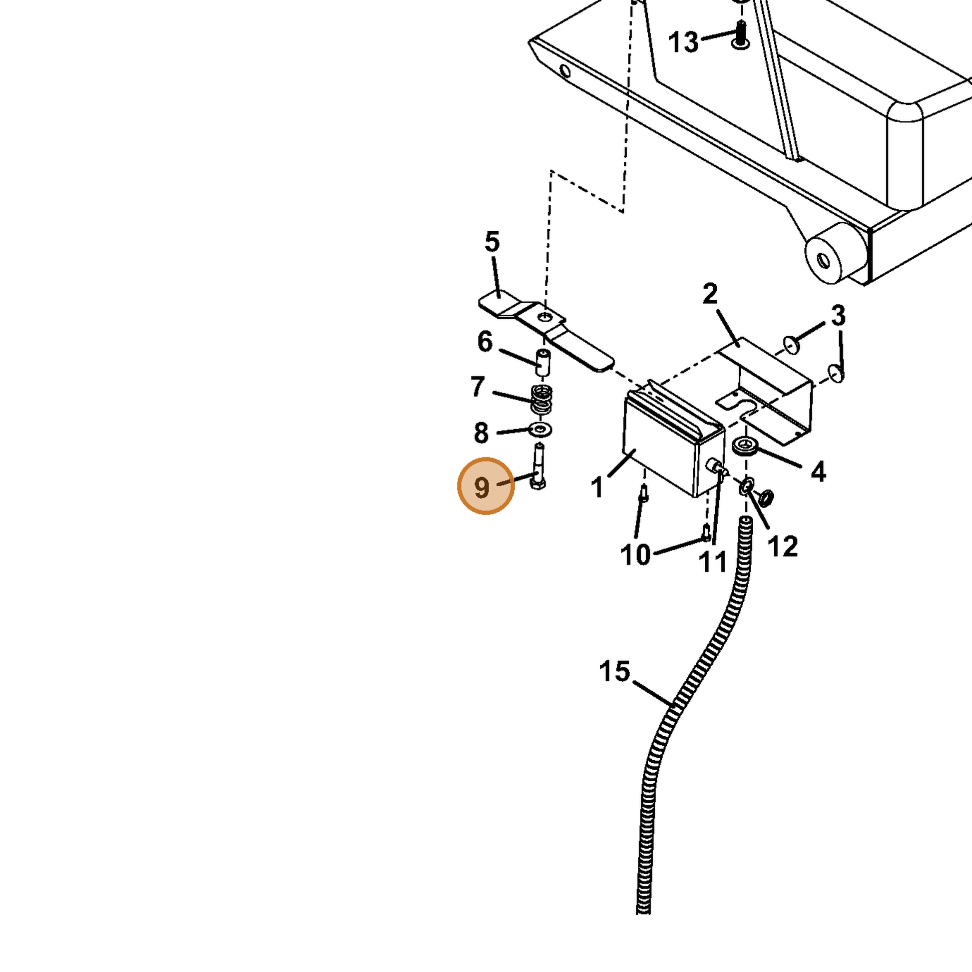 Grasshopper part 243215 — IPL diagram snippet (6x zoom, amber highlight)
