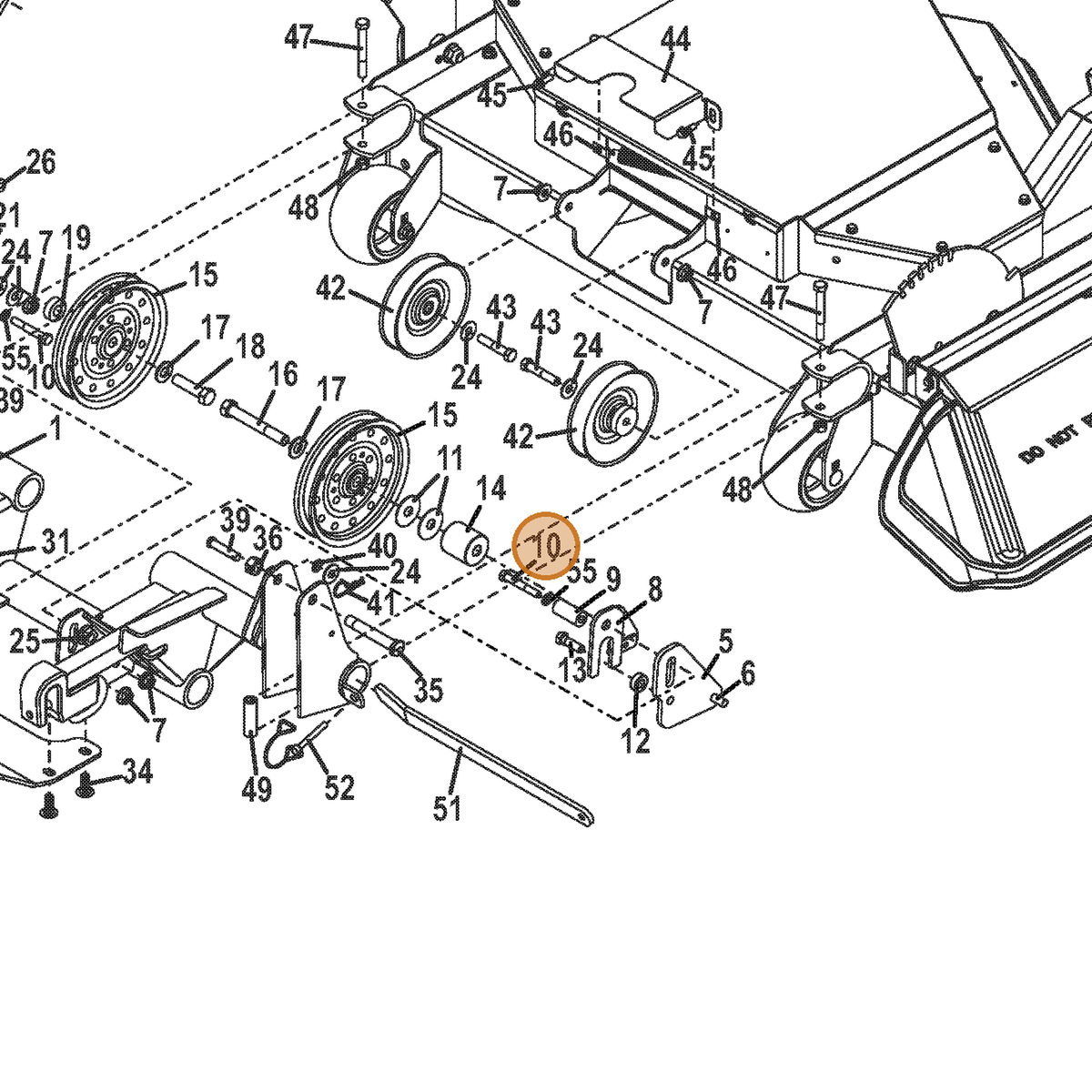 Grasshopper part 243230 — IPL diagram snippet (6x zoom, amber highlight)