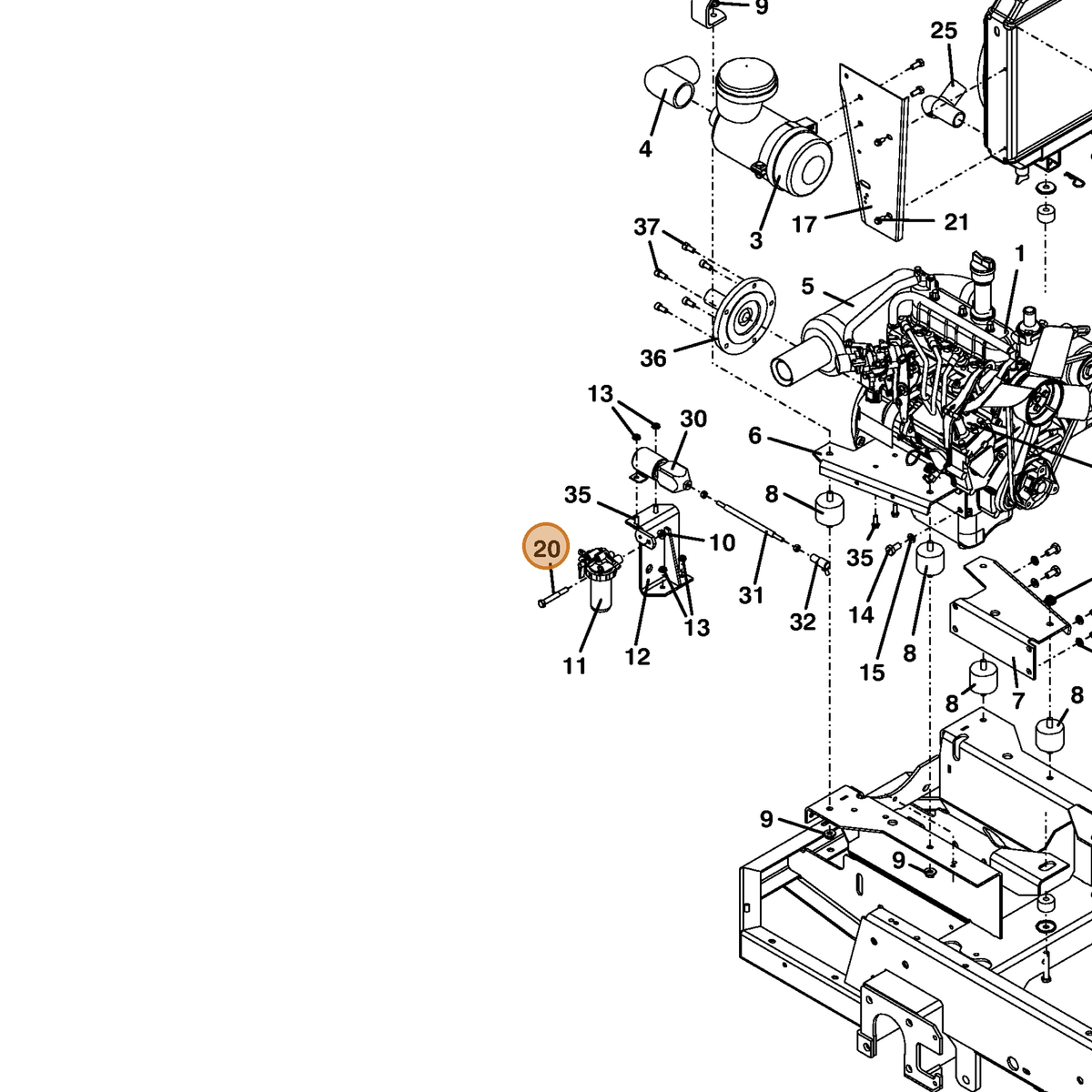 Grasshopper part 243235 — IPL diagram snippet (6x zoom, amber highlight)