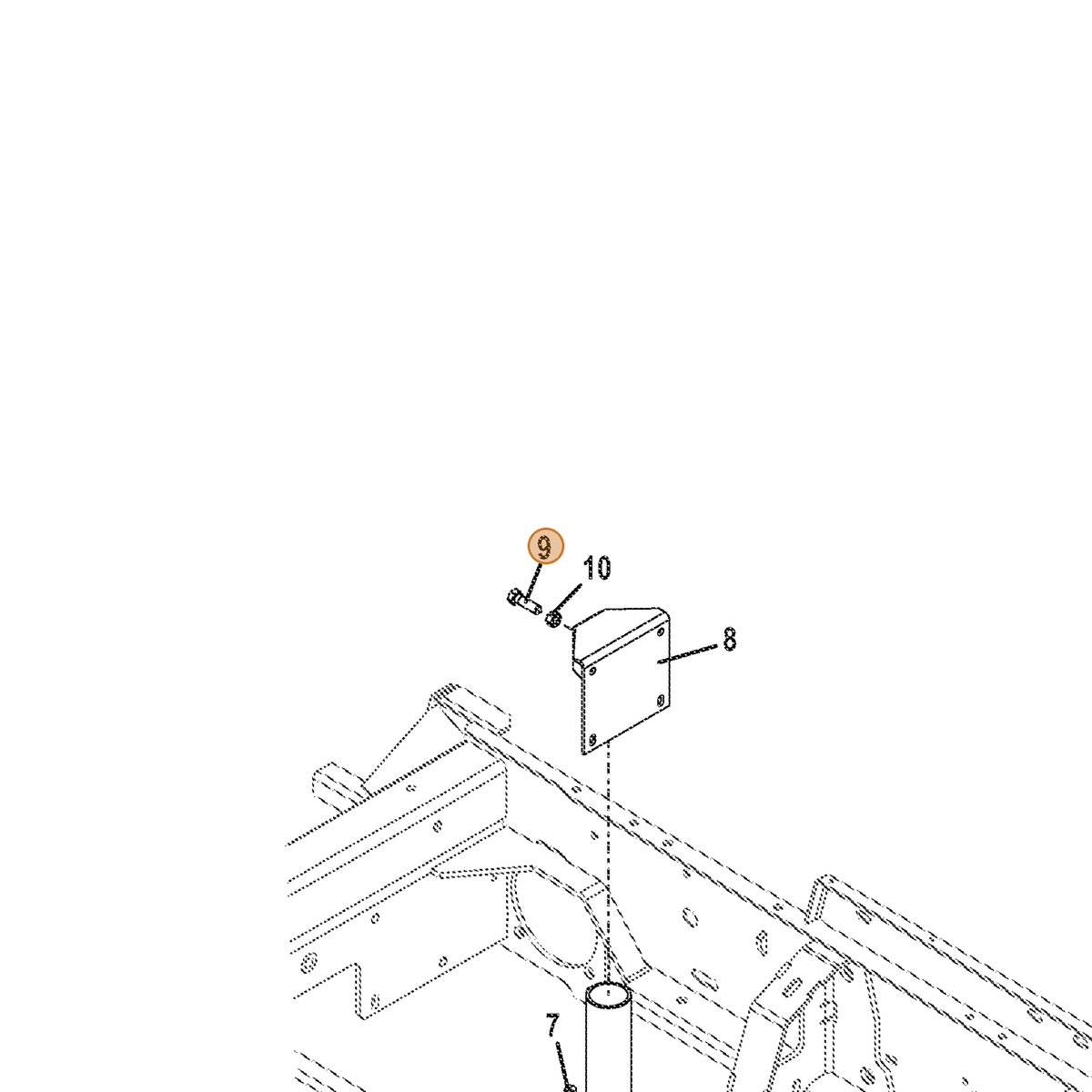 Grasshopper part 243335 — IPL diagram snippet (6x zoom, amber highlight)