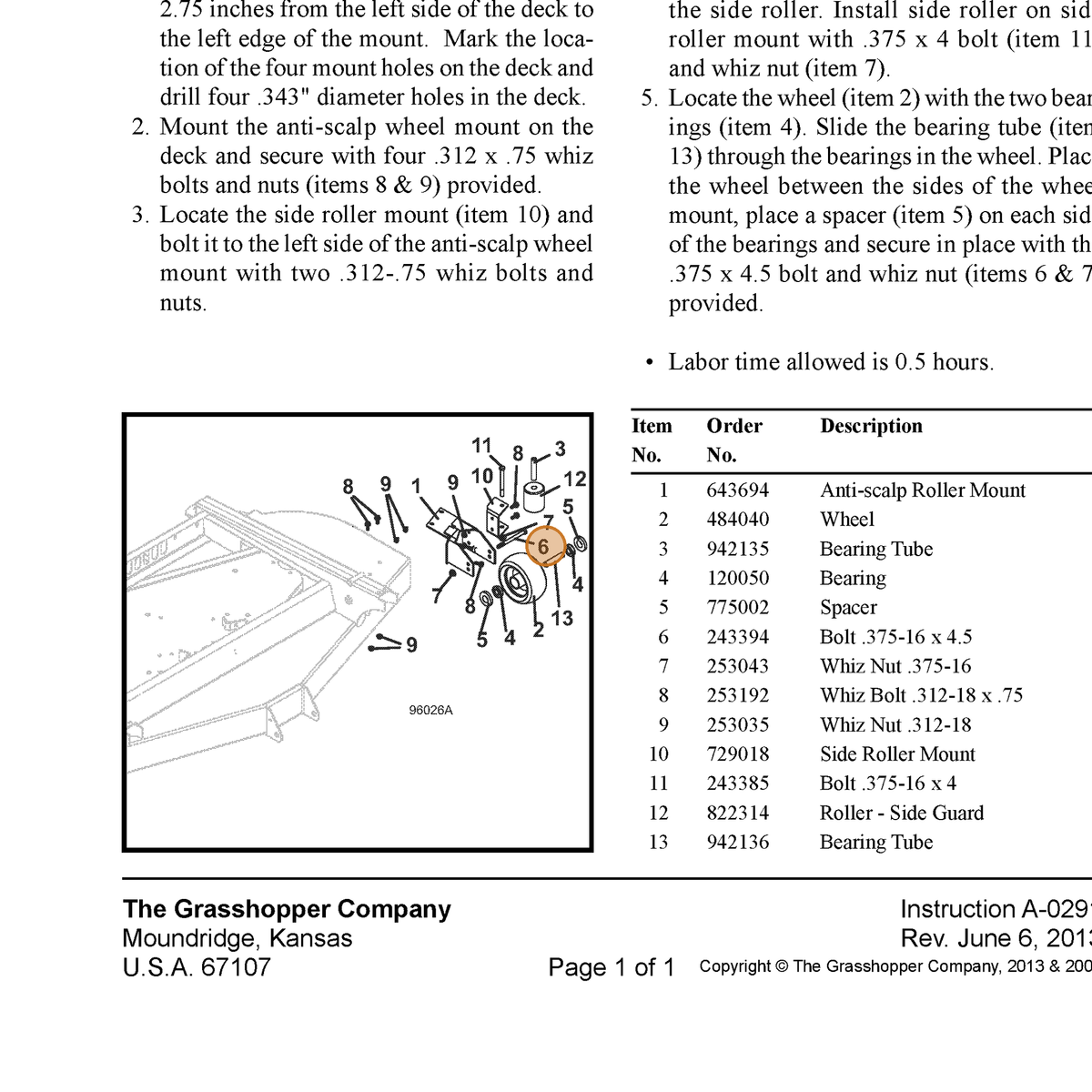 Grasshopper part 243394 — IPL diagram snippet (6x zoom, amber highlight)