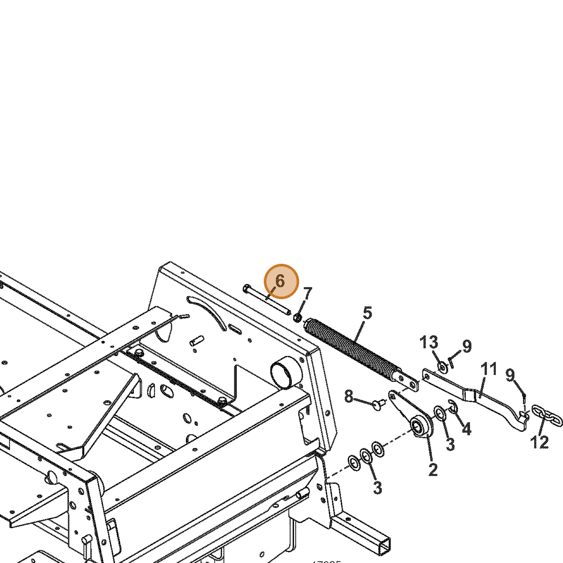 Grasshopper part 243395 — IPL diagram snippet (6x zoom, amber highlight)