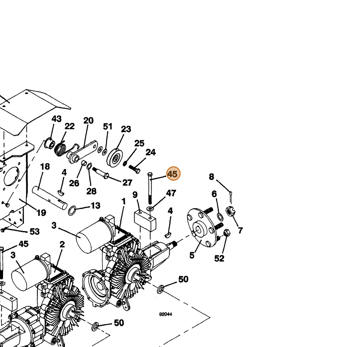 Grasshopper part 243396 — IPL diagram snippet (6x zoom, amber highlight)