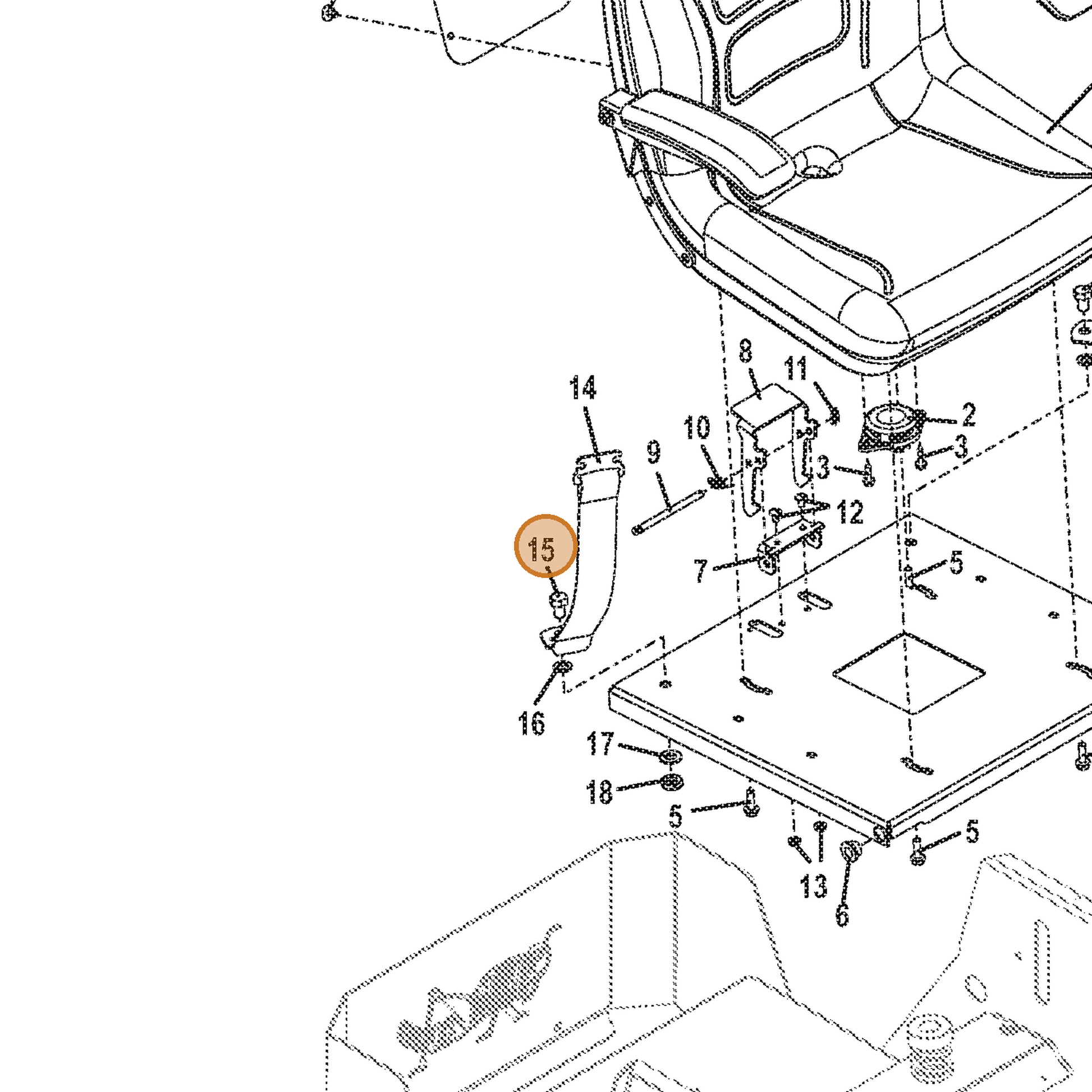 Grasshopper part 243551 — IPL diagram snippet (6x zoom, amber highlight)