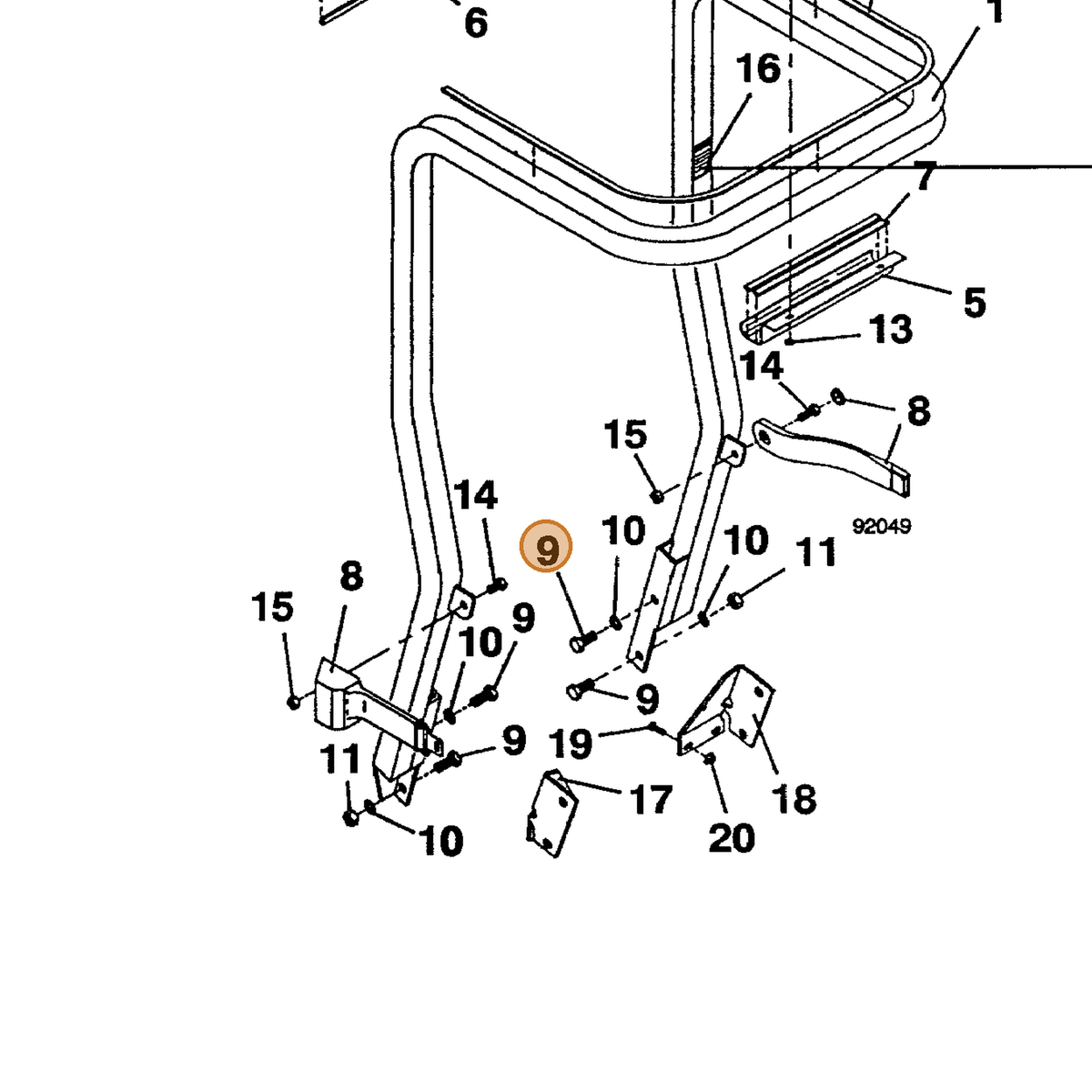 Grasshopper part 243800 — IPL diagram snippet (6x zoom, amber highlight)