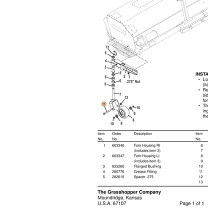 Grasshopper part 243855 — IPL diagram snippet (6x zoom, amber highlight)