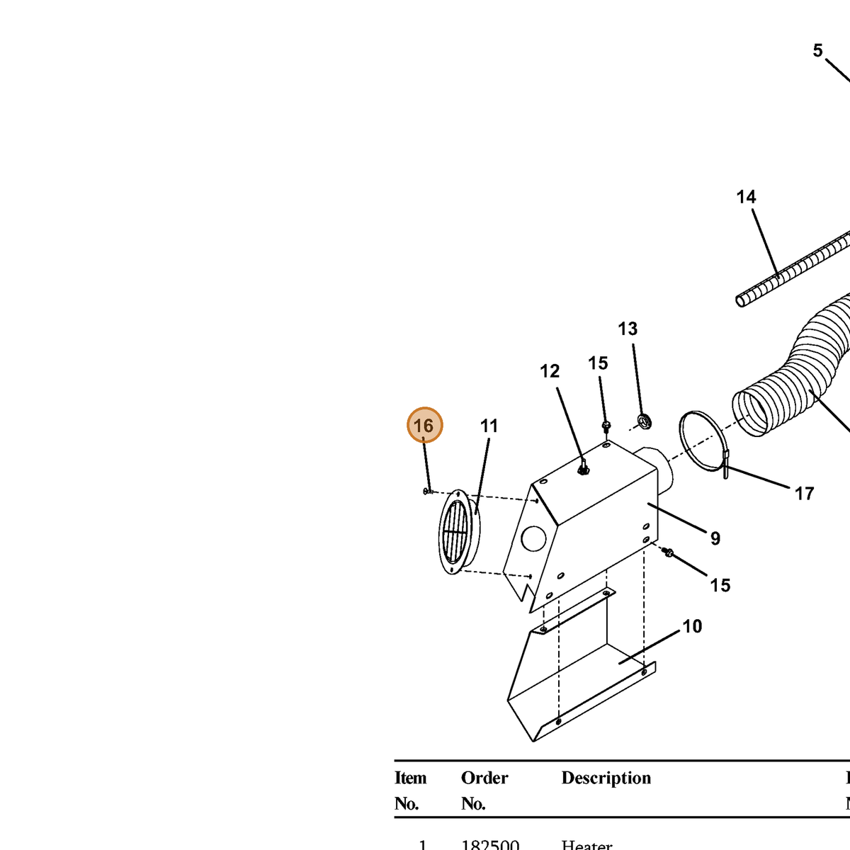 Grasshopper part 250168 — IPL diagram snippet (6x zoom, amber highlight)