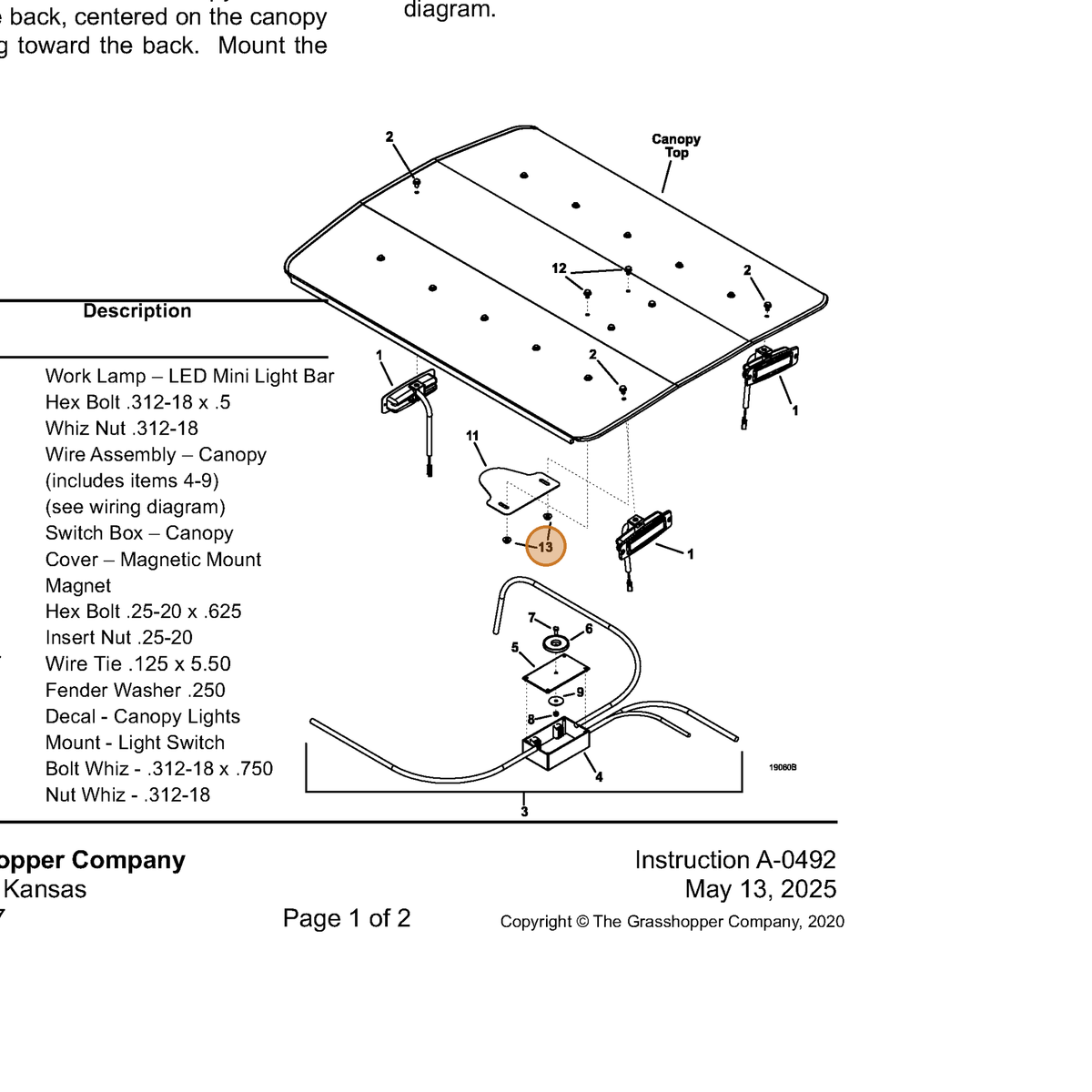 Grasshopper part 253036 — IPL diagram snippet (6x zoom, amber highlight)