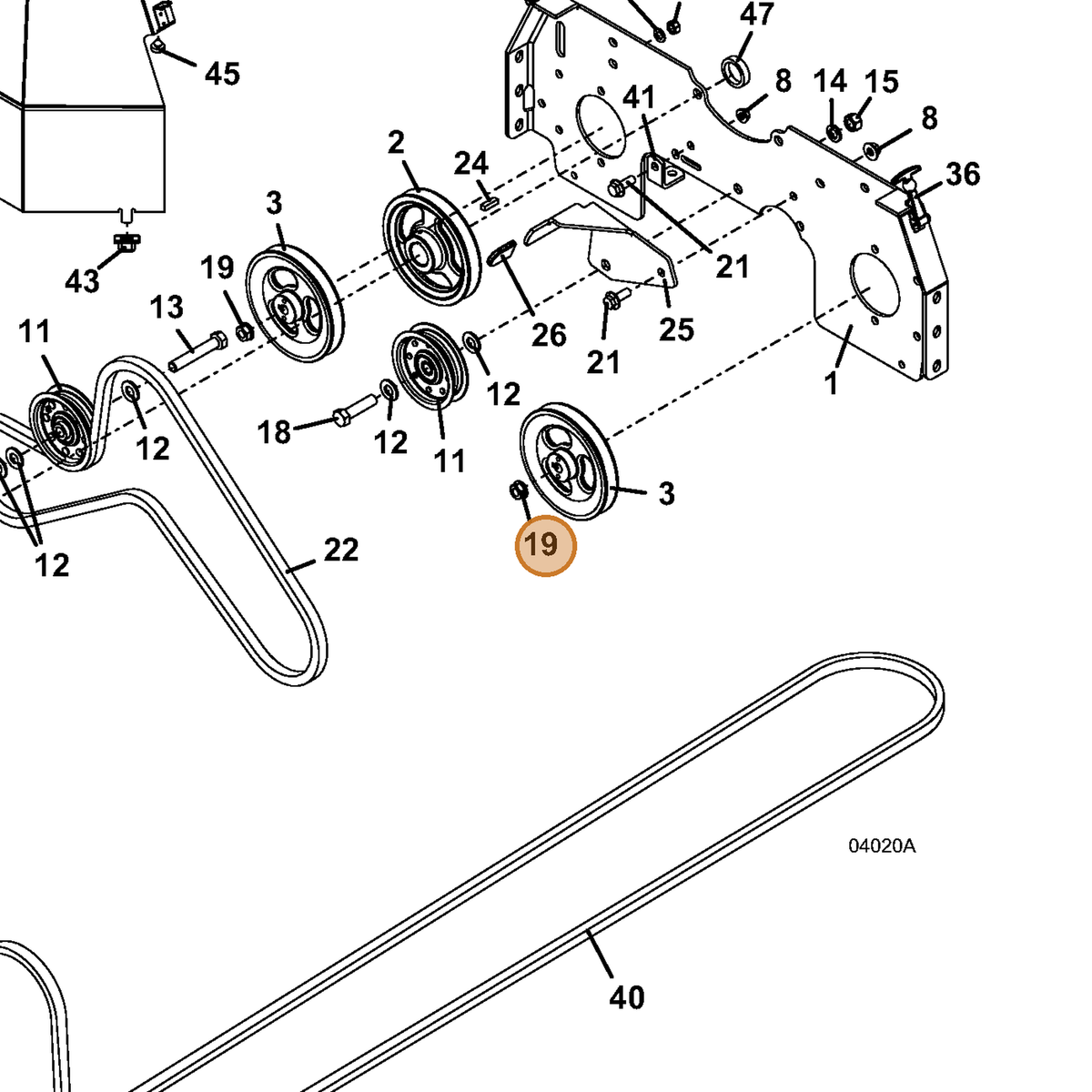 Grasshopper part 253061 — IPL diagram snippet (6x zoom, amber highlight)