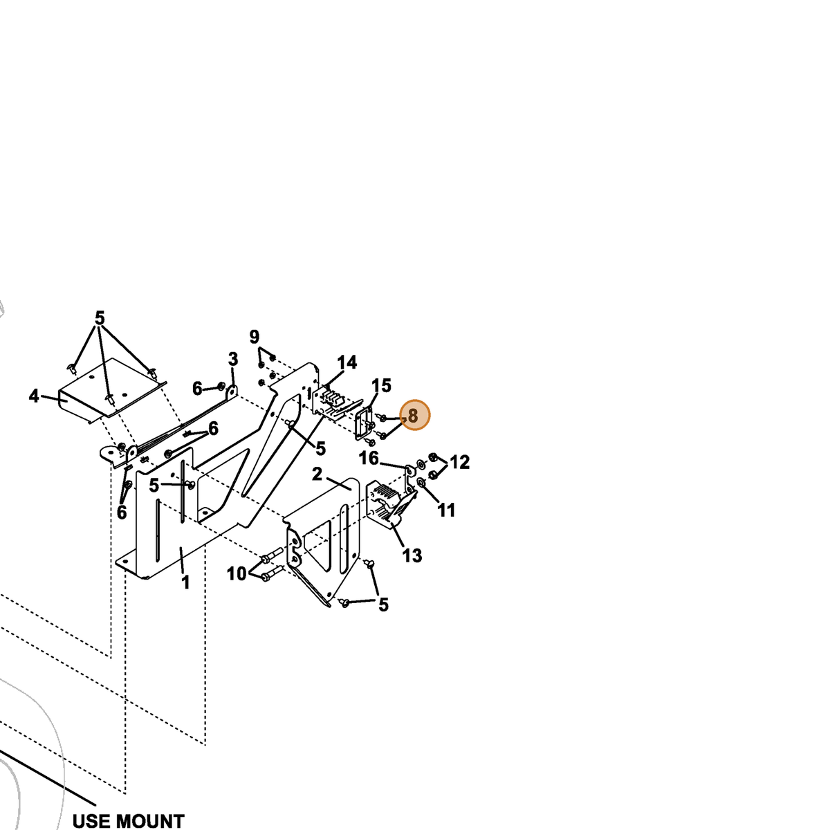 Grasshopper part 253164 — IPL diagram snippet (6x zoom, amber highlight)