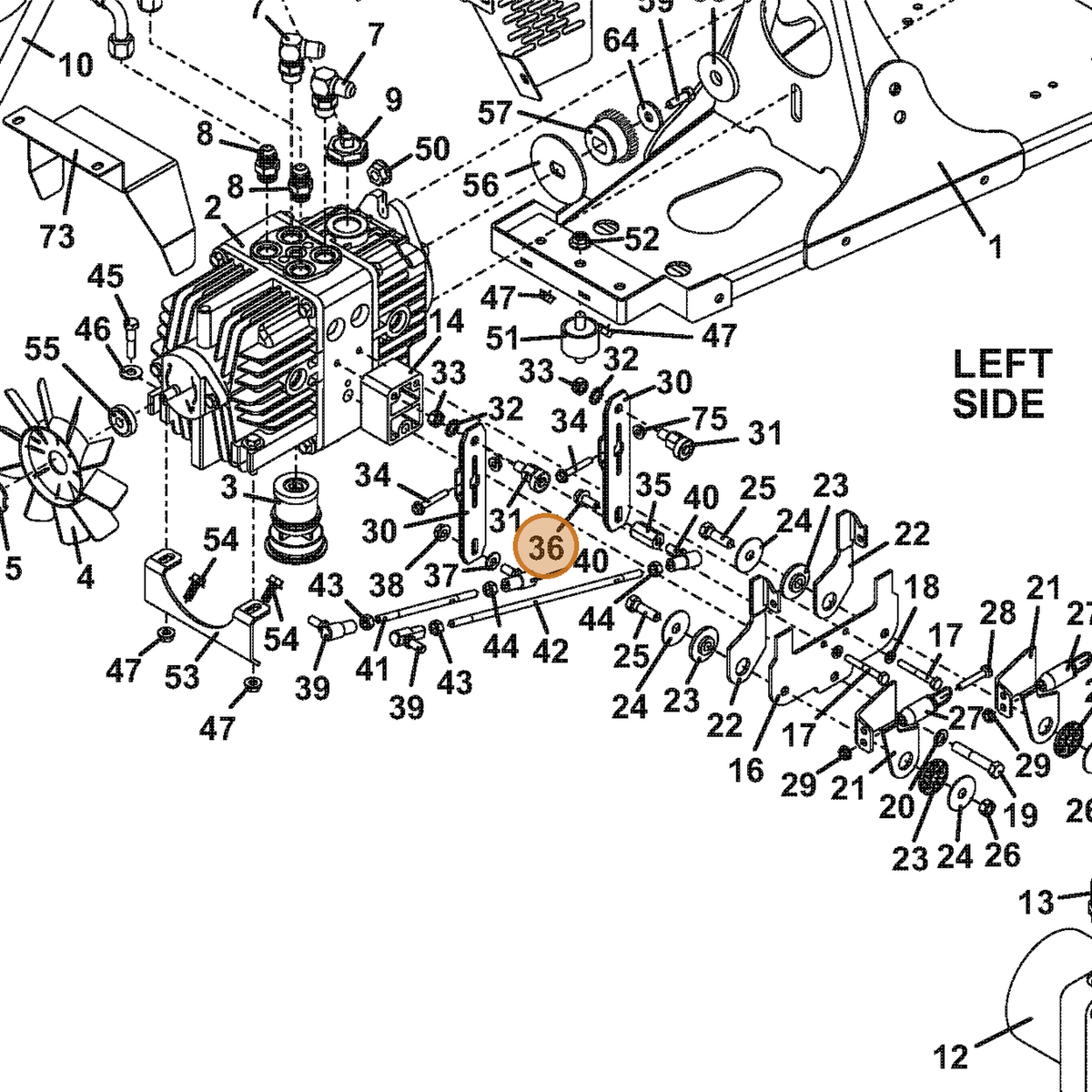 Grasshopper part 253186 — IPL diagram snippet (6x zoom, amber highlight)