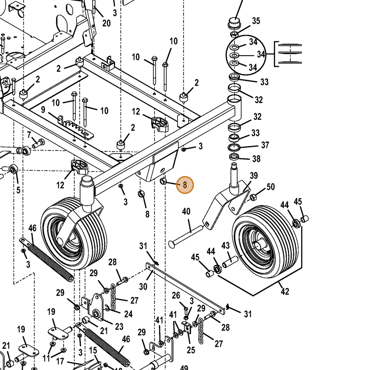 Grasshopper part 253975 — IPL diagram snippet (6x zoom, amber highlight)