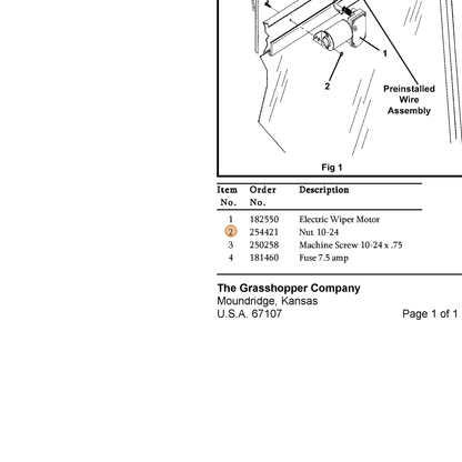 Grasshopper part 254421 — IPL diagram snippet (6x zoom, amber highlight)