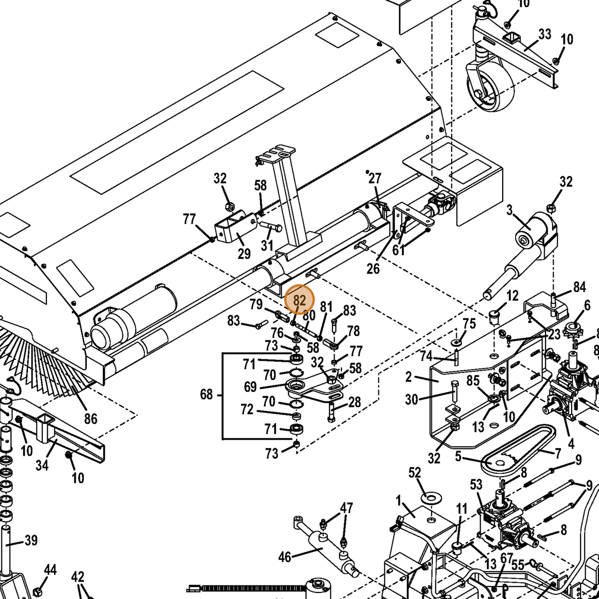 Grasshopper part 254453 — IPL diagram snippet (6x zoom, amber highlight)