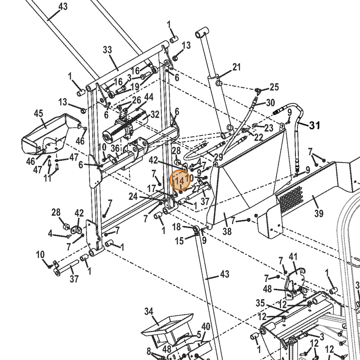 Grasshopper part 254462 — IPL diagram snippet (6x zoom, amber highlight)
