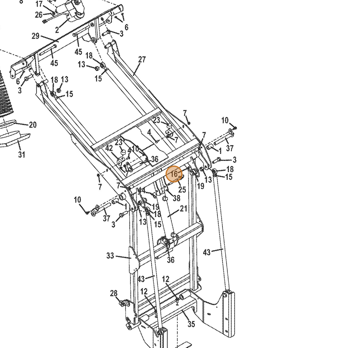 Grasshopper part 254496 — IPL diagram snippet (6x zoom, amber highlight)