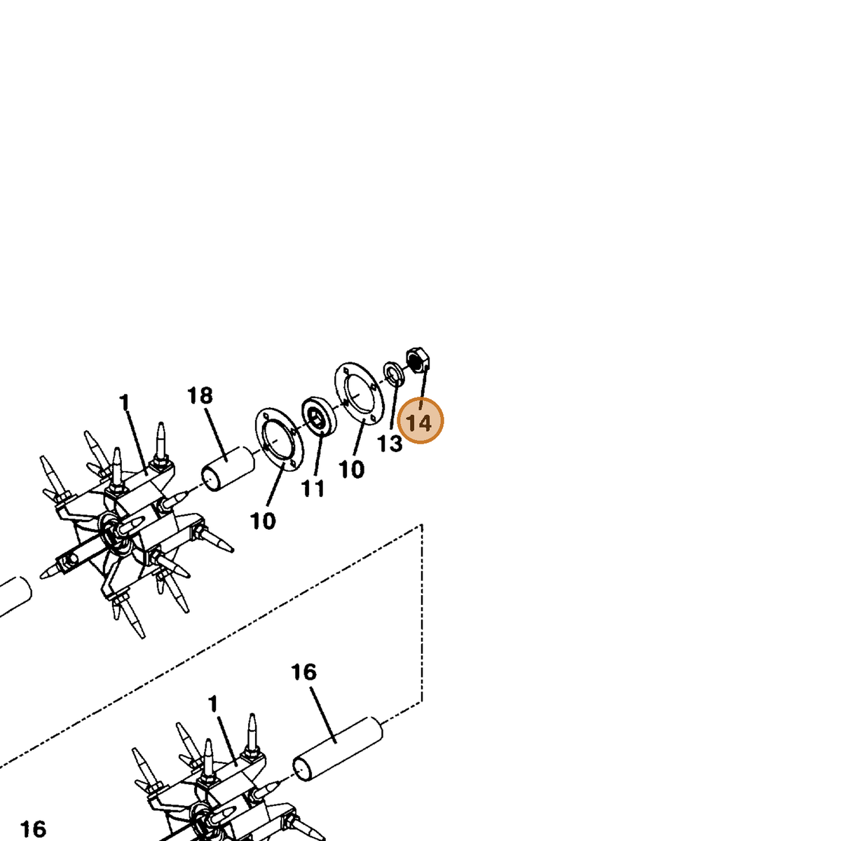Grasshopper part 254532 — IPL diagram snippet (6x zoom, amber highlight)